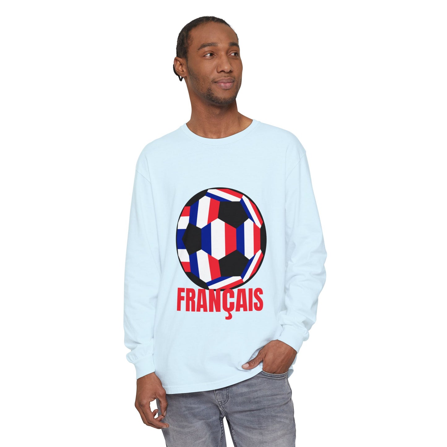 Francais Fan Specialty Soccer Ball Design Long Sleeve Tee