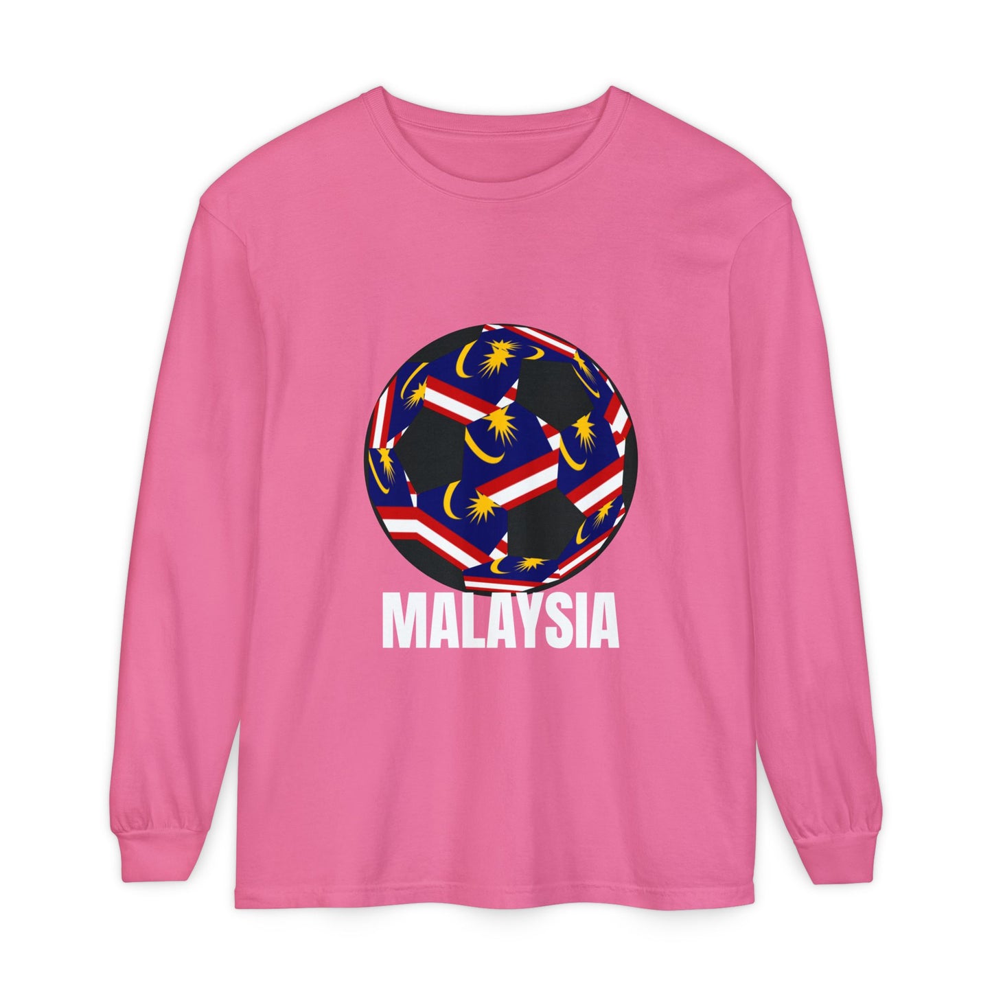 Malaysia Fan Specialty Soccer Ball Design Long Sleeve Tee
