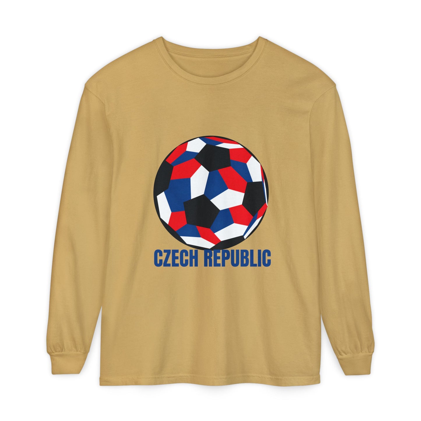 Czech Republic Fan Specialty Soccer Ball Design Long Sleeve T-Shirt