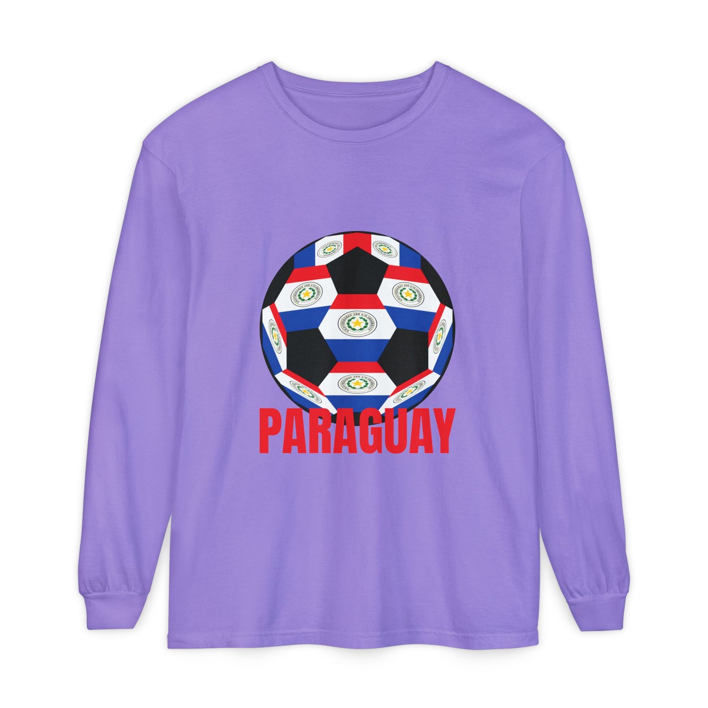Paraguay Fan Specialty Soccer Ball Design Long Sleeve Tee