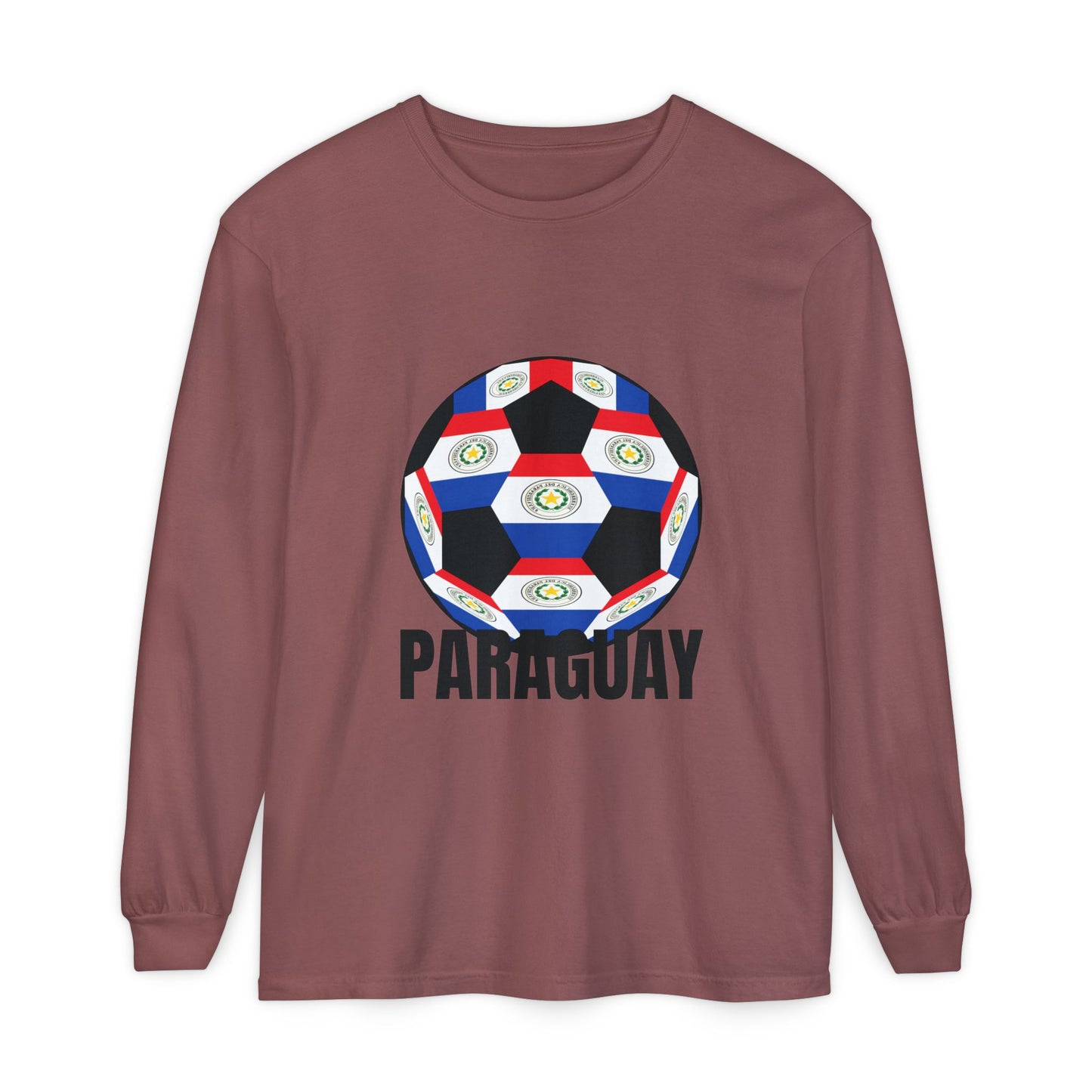 Paraguay Fan Specialty Soccer Ball Design Long Sleeve Tee