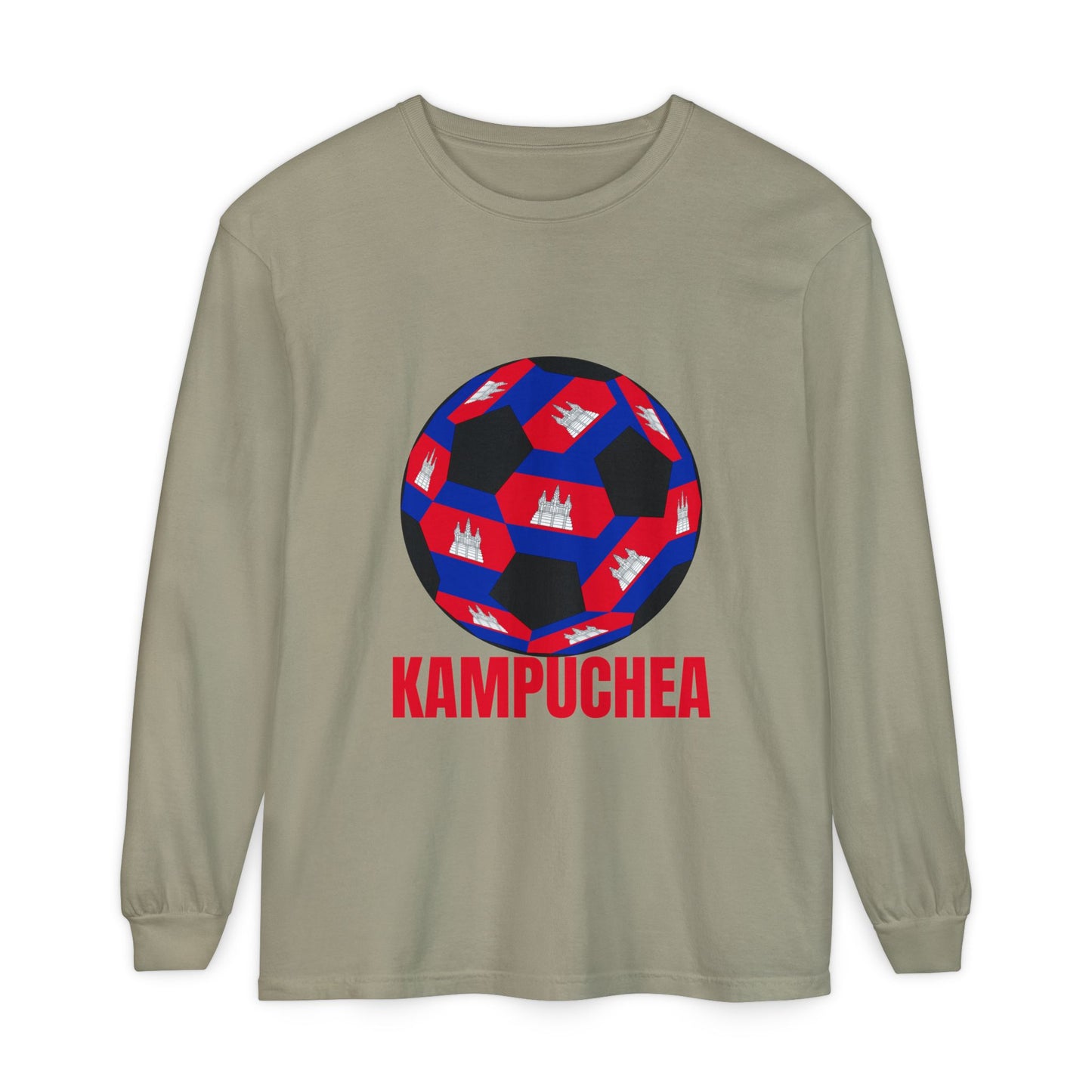 Kampuchea Fan Specialty Soccer Ball Design Long Sleeve Tee
