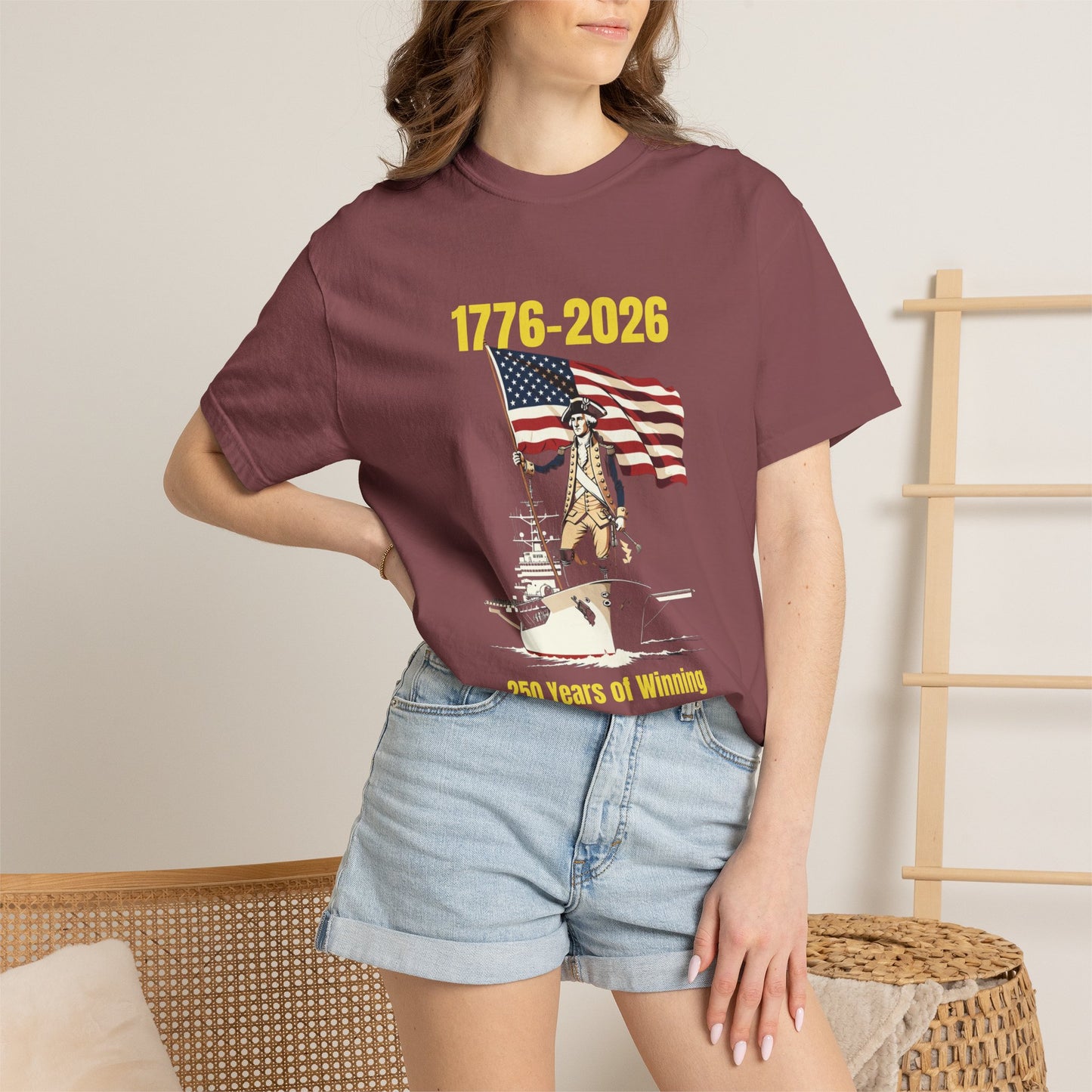George Washington on an Aircraft Carrier with an American Flag T-shirt | 250 Years of Winning