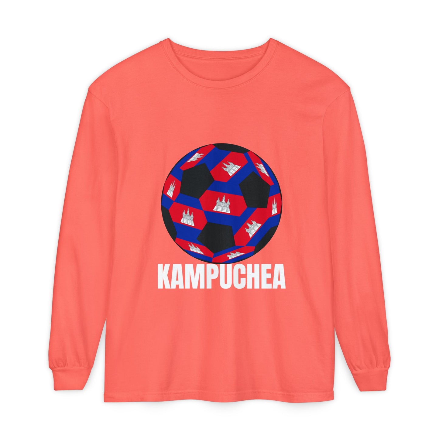 Kampuchea Fan Specialty Soccer Ball Design Long Sleeve Tee