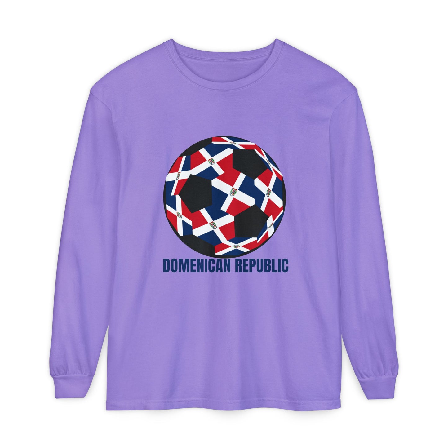 Domenican Republic Fan Specialty Soccer Ball Design Long Sleeve Tee
