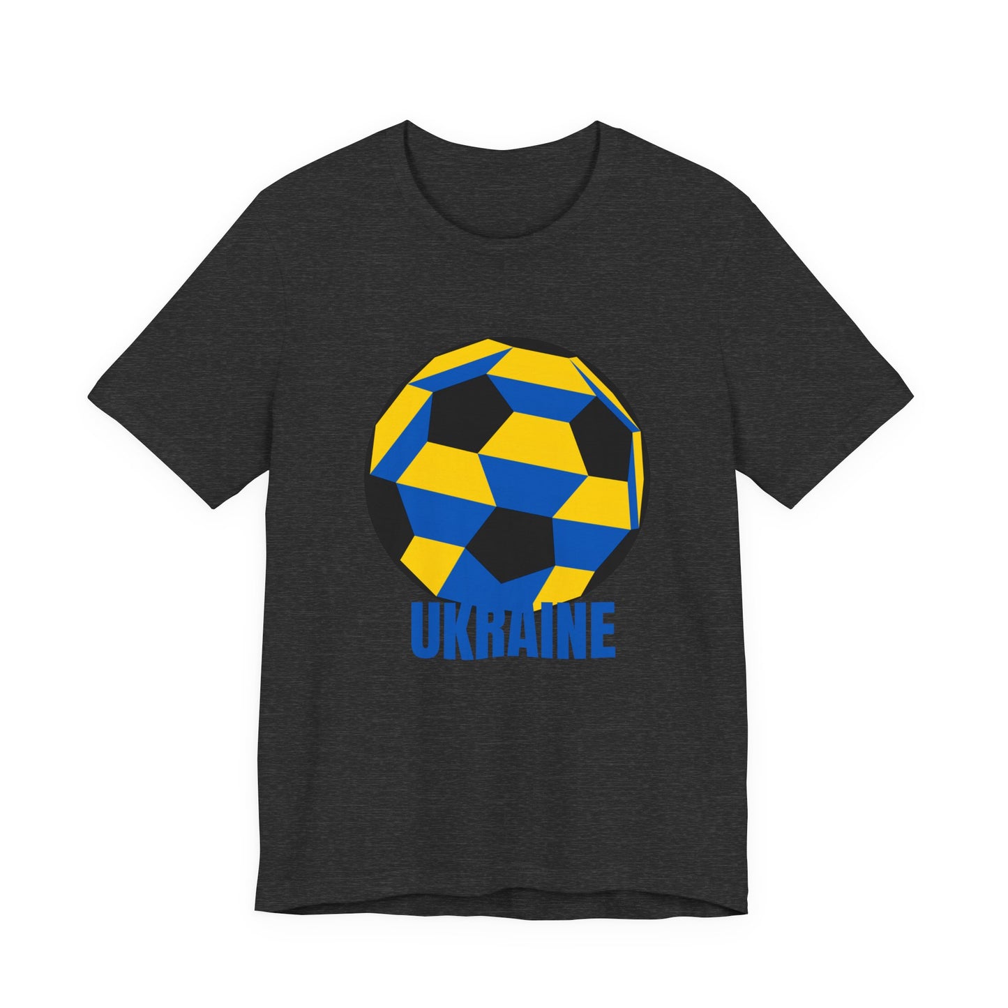 Ukraine Fan Specialty Soccer Ball Design T Shirt Blue Text