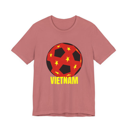 Vietnam Fan Specialty Soccer Ball Design T Shirt Red Text