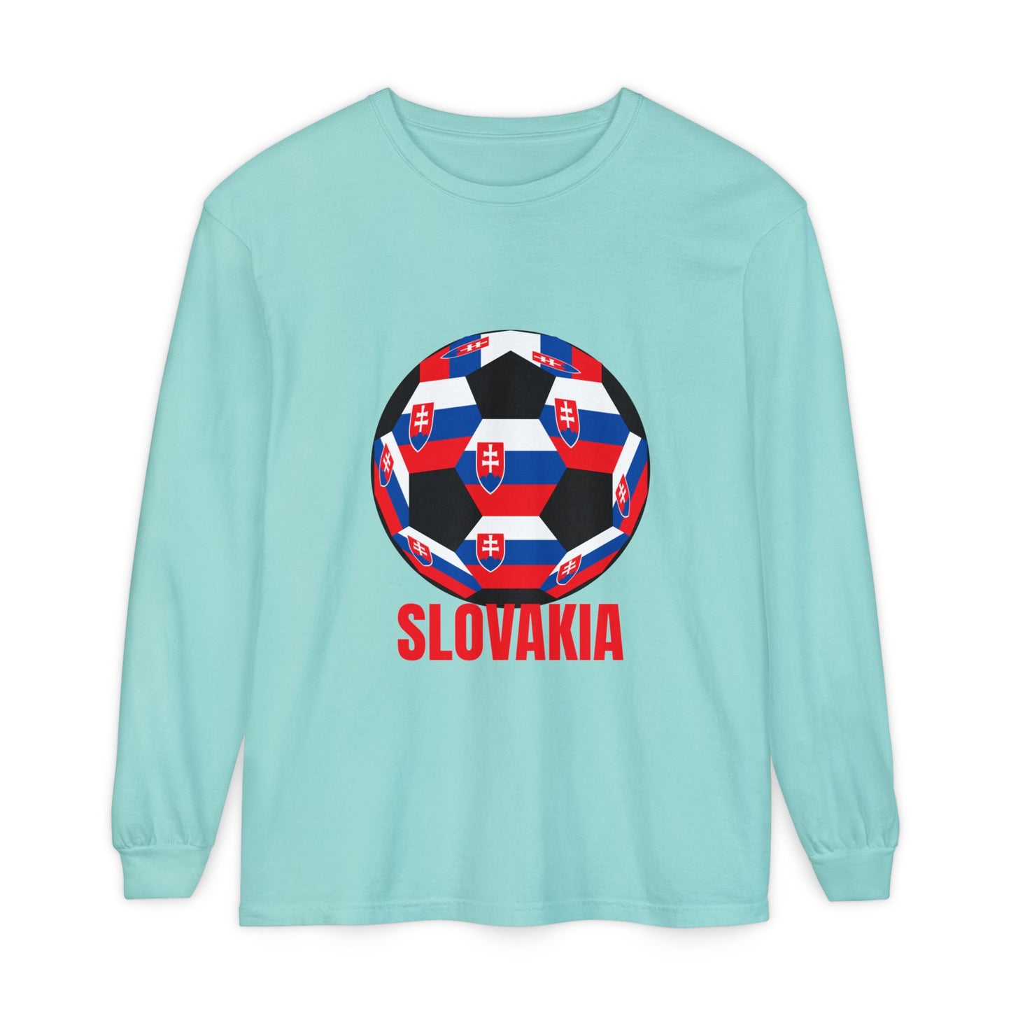 Slovakia Fan Specialty Soccer Ball Design Long Sleeve Tee