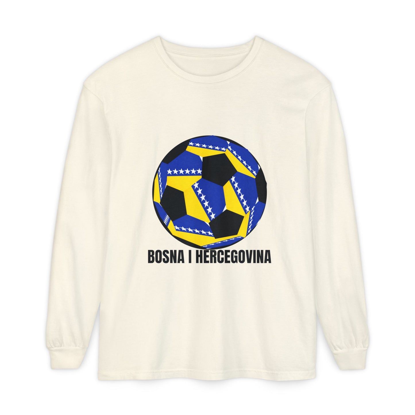Bosnia Herzegovina Fan Specialty Soccer Ball Design Long Sleeve Tee
