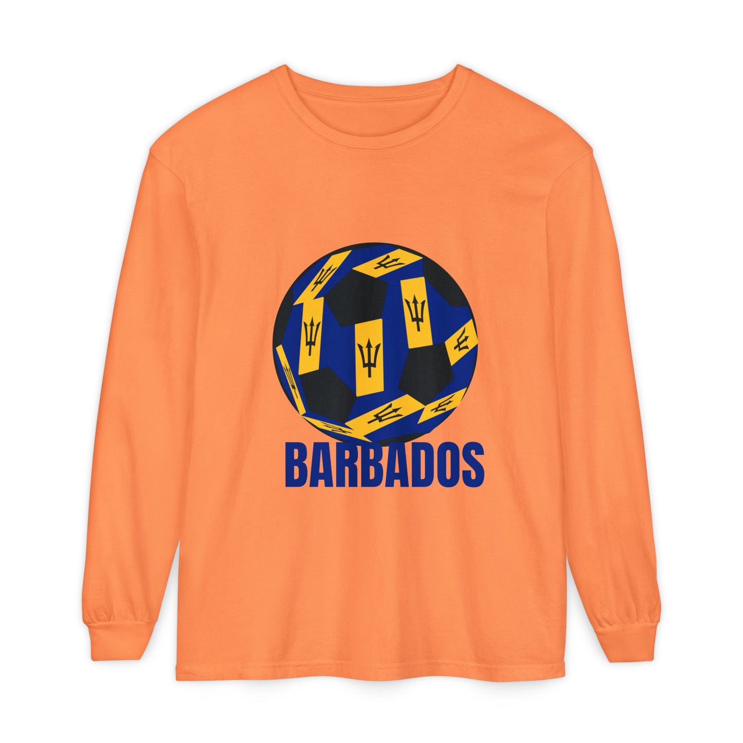 Barbados Fan Specialty Soccer Ball Design Long Sleeve Tee