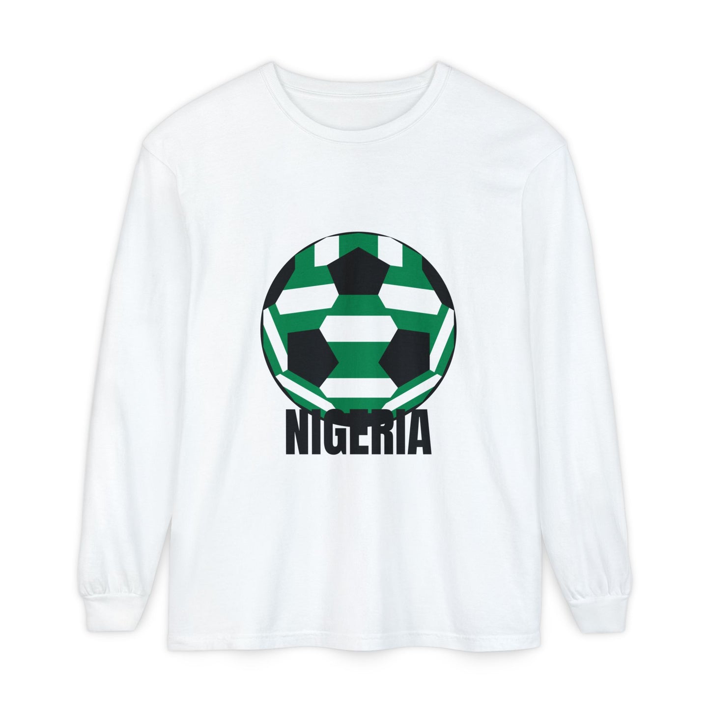 Nigeria Fan Specialty Soccer Ball Design Long Sleeve Shirt