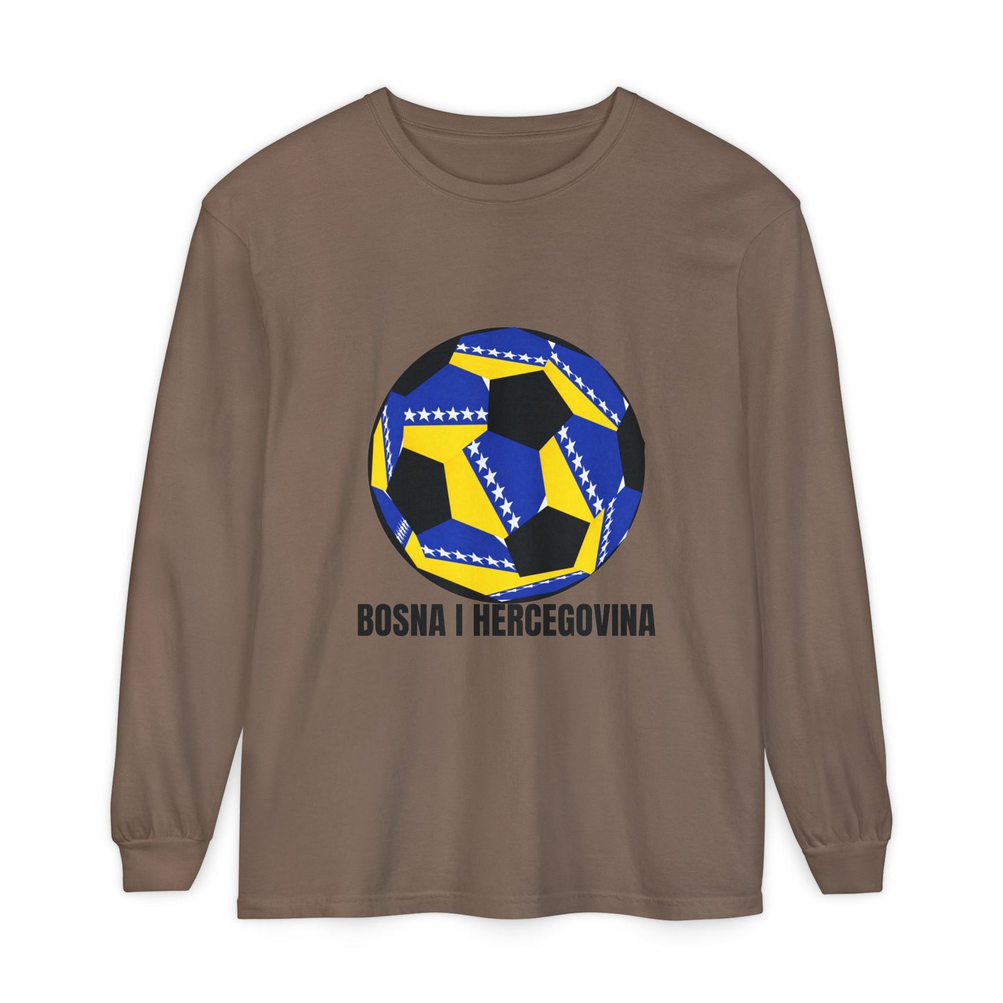 Bosnia Herzegovina Fan Specialty Soccer Ball Design Long Sleeve Tee
