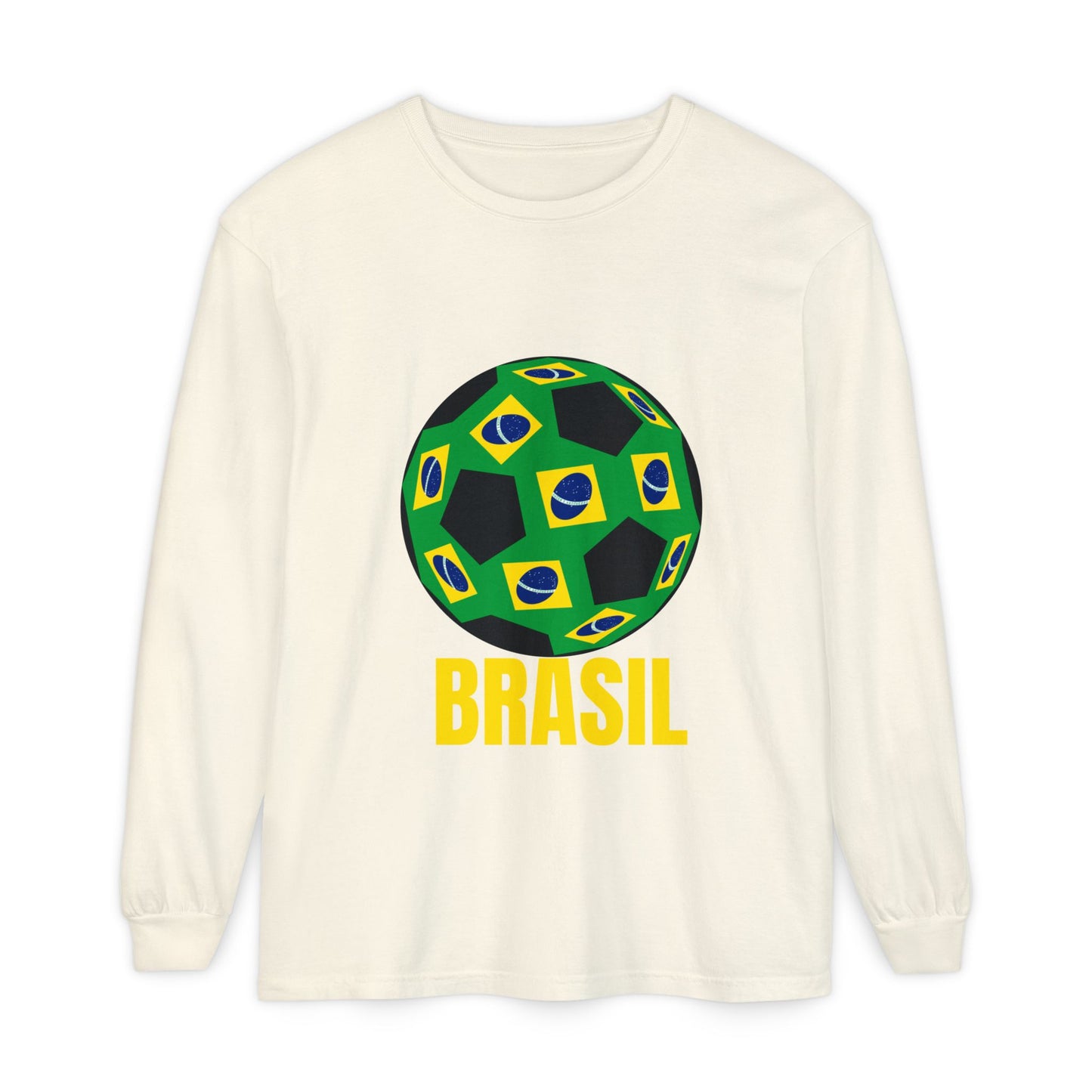 Brasil Fan Specialty Soccer Ball Design Long Sleeve T Shirt