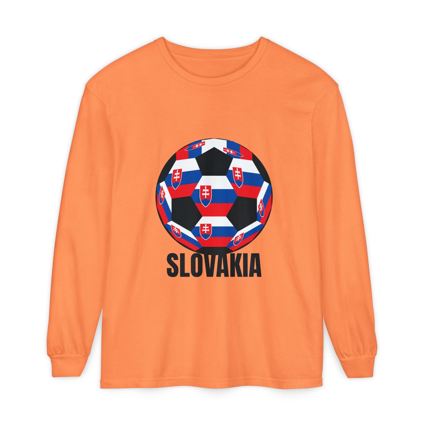 Slovakia Fan Specialty Soccer Ball Design T Shirt Long Sleeve T‑Shirt
