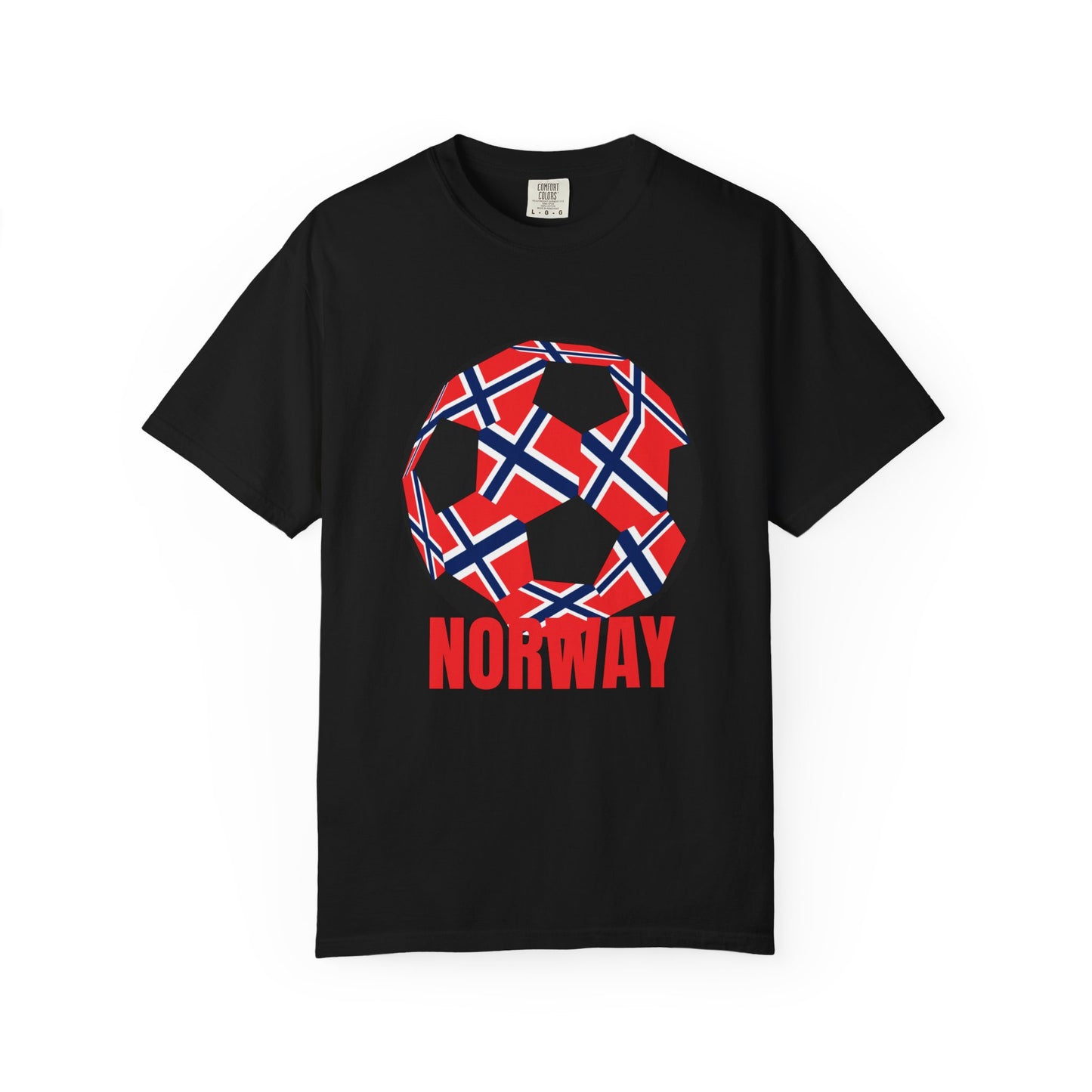 Norway Fan Specialty Soccer Ball Design T Shirt Red Print
