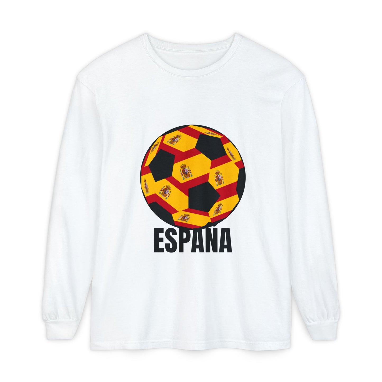 España Soccer Ball Design Long Sleeve Tee Black Text