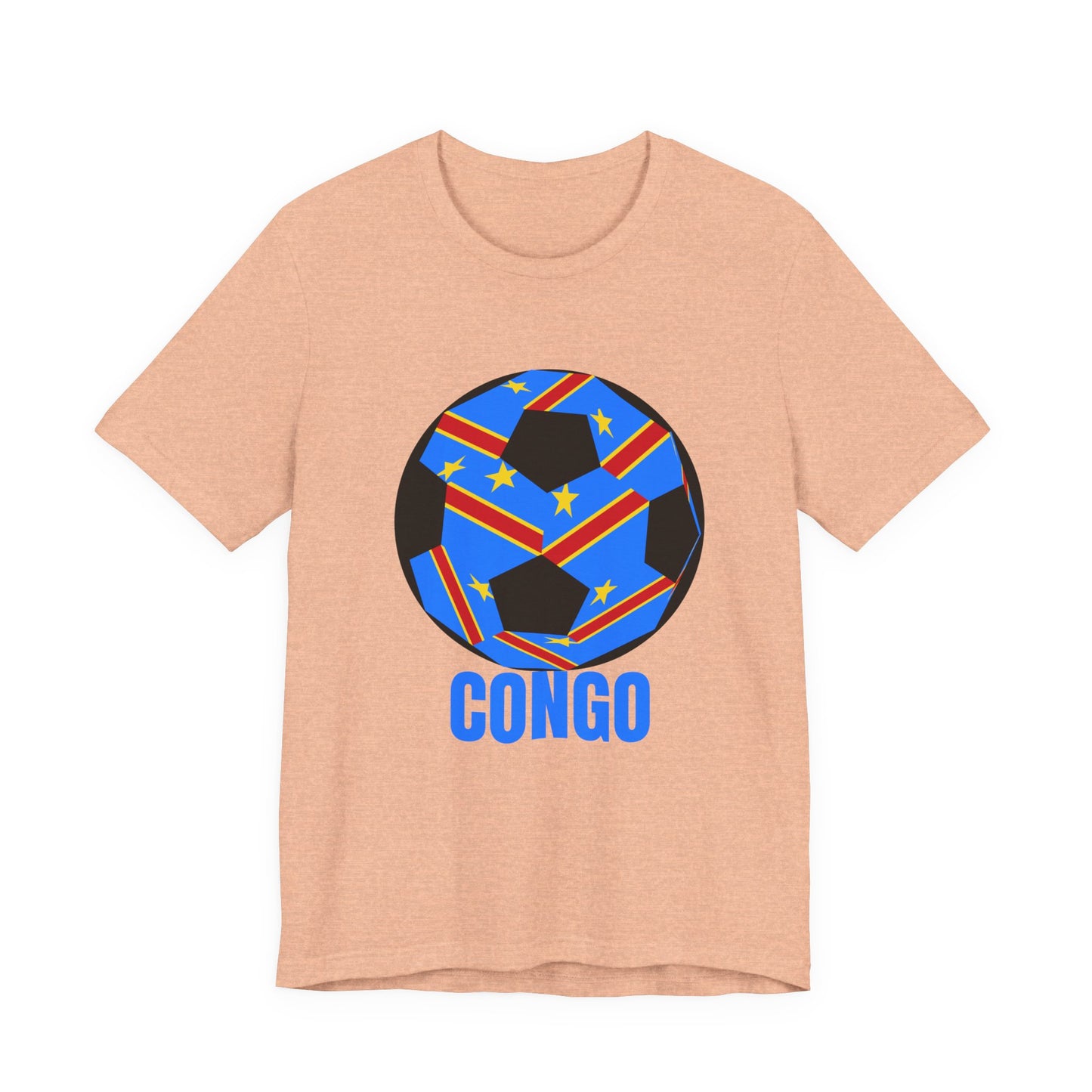 Congo Fan Specialty Soccer Ball Design T Shirt Blue Text