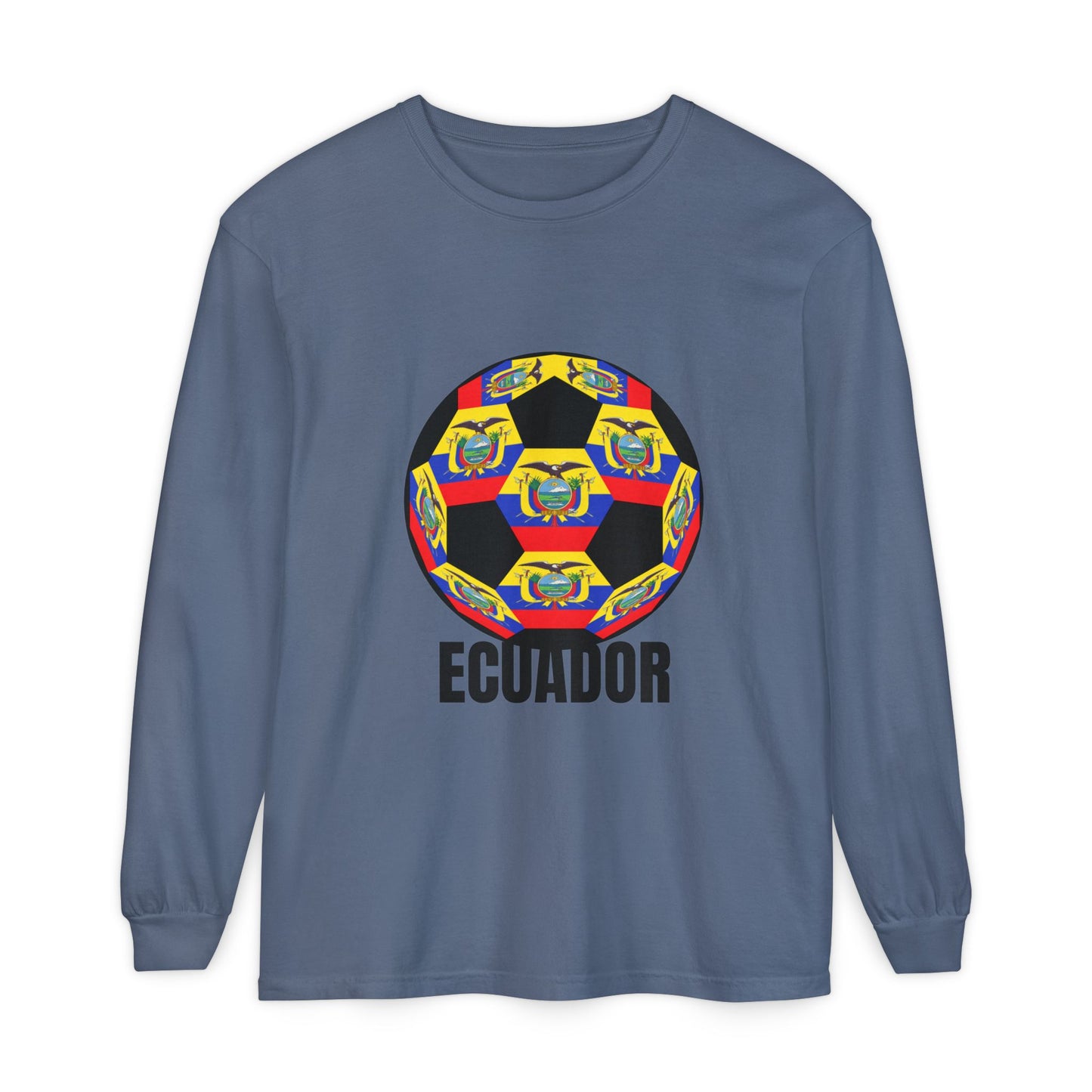 Ecuador Fan Specialty Soccer Ball Design Ball Long Sleeve Tee
