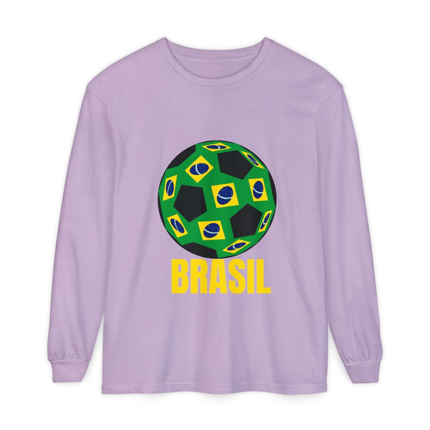 Brasil Fan Specialty Soccer Ball Design Long Sleeve T Shirt