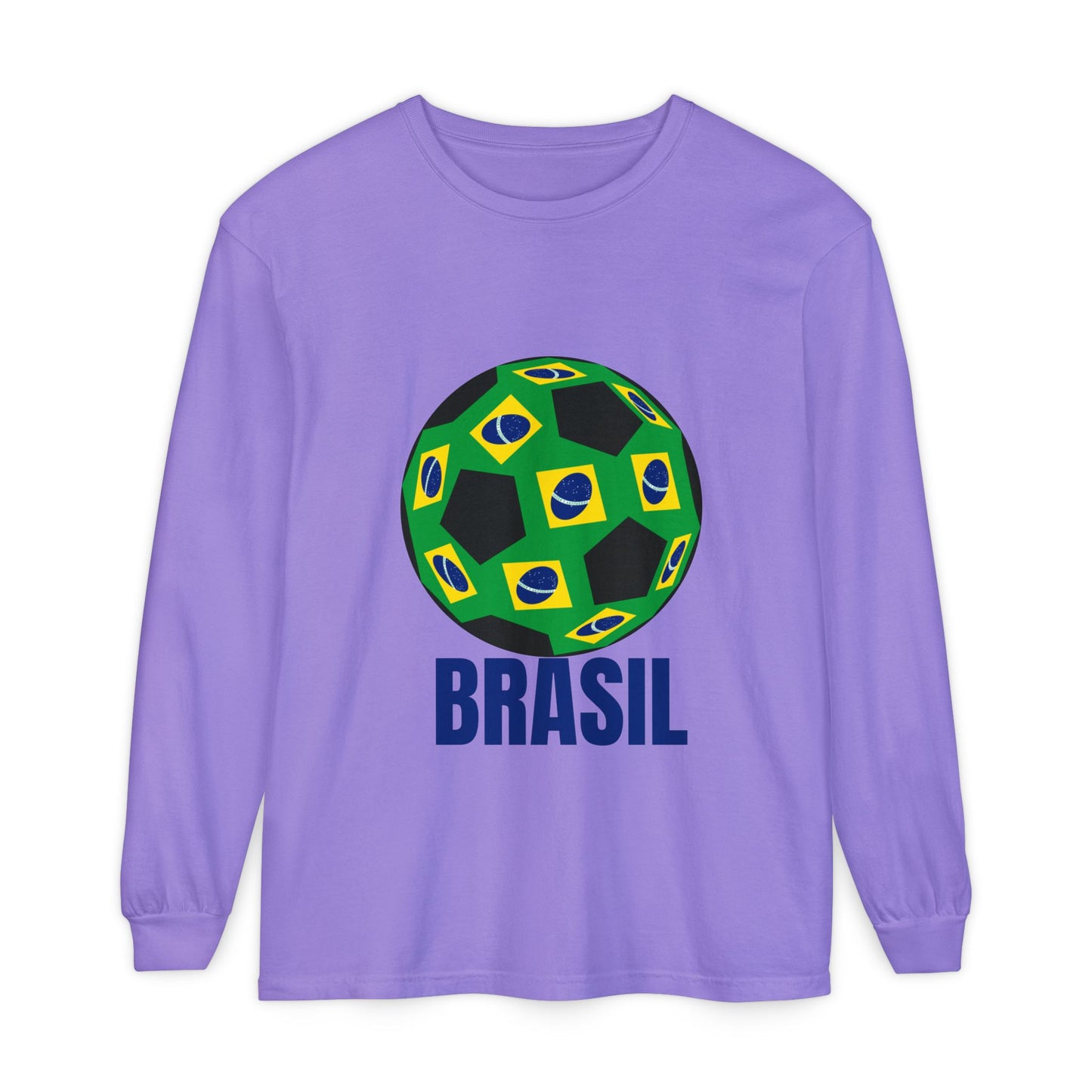 Brasil Fan Specialty Soccer Ball Design Long Sleeve T Shirt