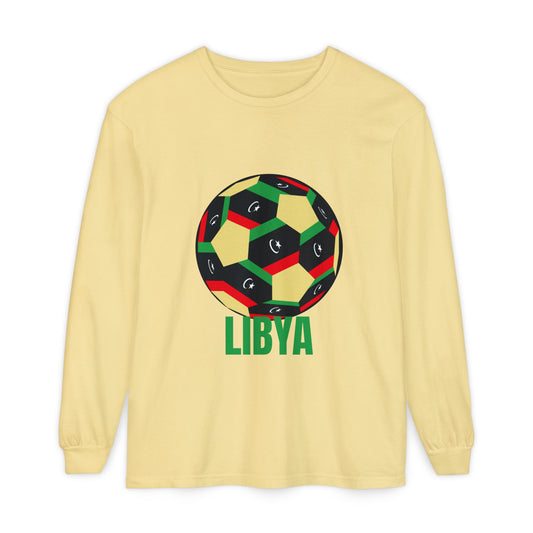 Libya Fan Specialty Soccer Ball Design Long Sleeve Tee