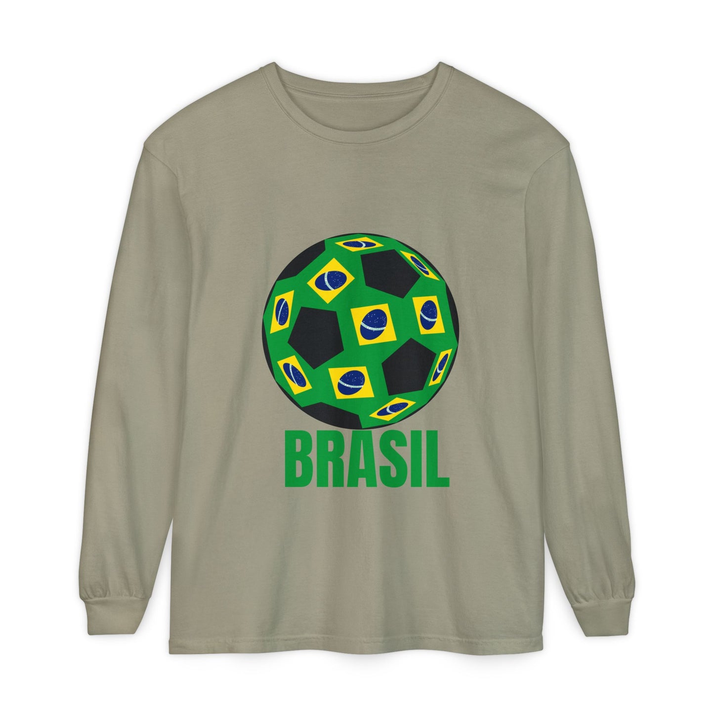 Brasil Fan Specialty Soccer Ball Design Long Sleeve T Shirt
