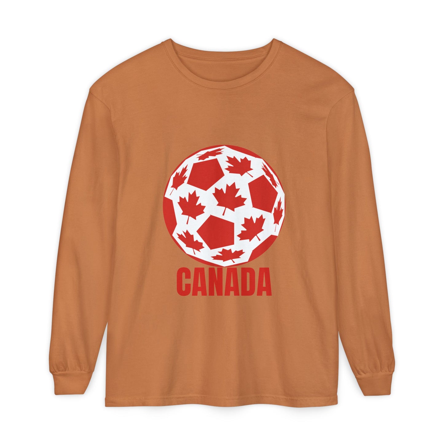 Canada Fan Specialty Soccer Ball Design Long Sleeve T Shirt