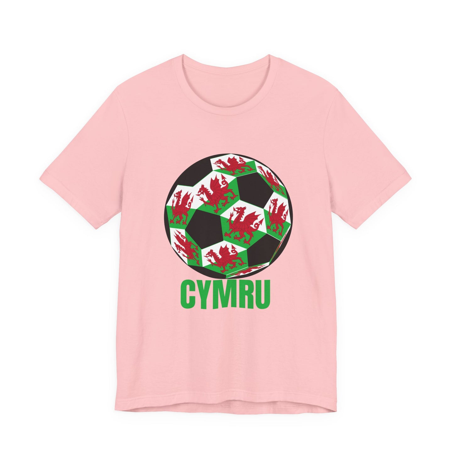 Cymru Fan Specialty Soccer Ball Design T Shirt Green Text