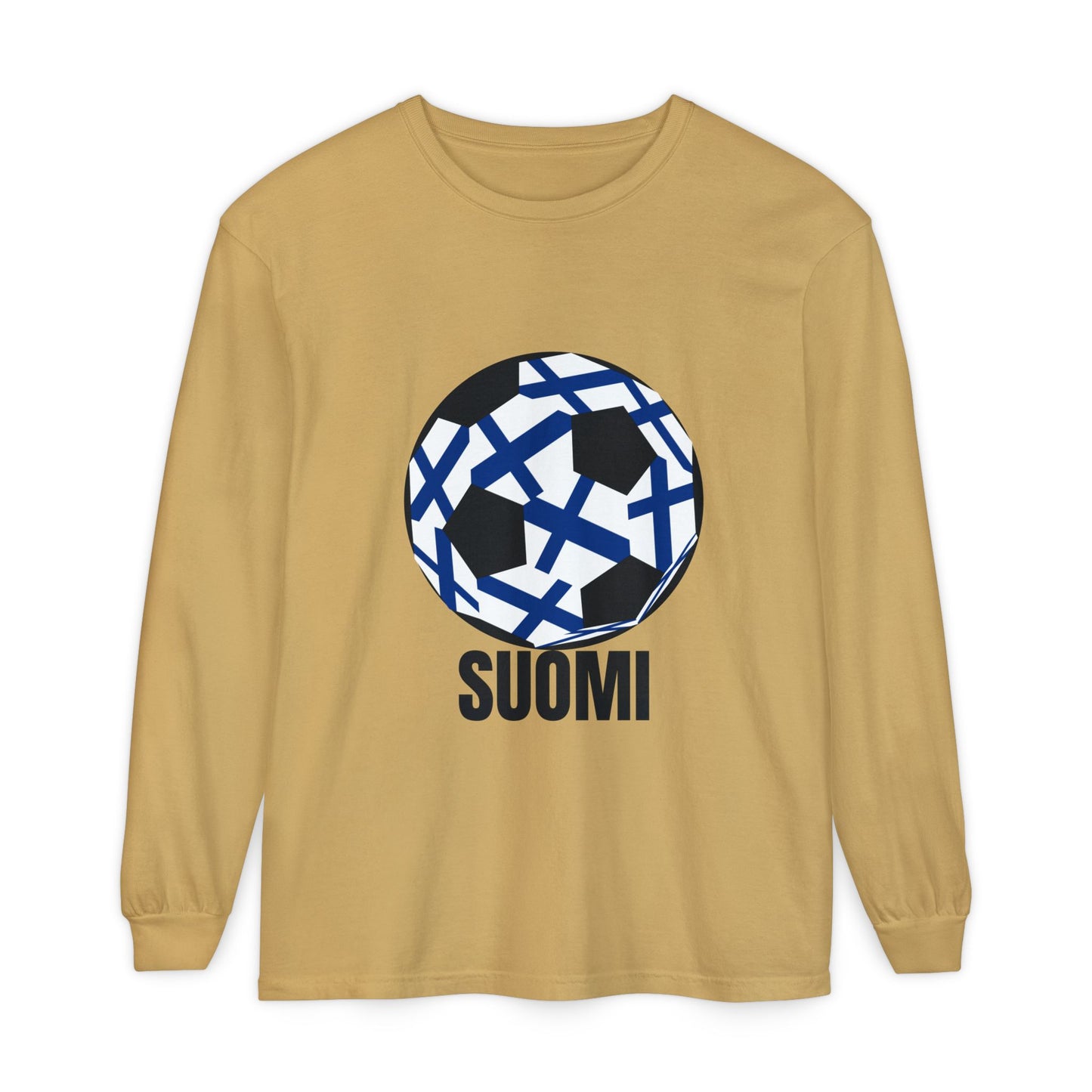 Finland Fan Specialty Soccer Ball Design Long Sleeve T-Shirt