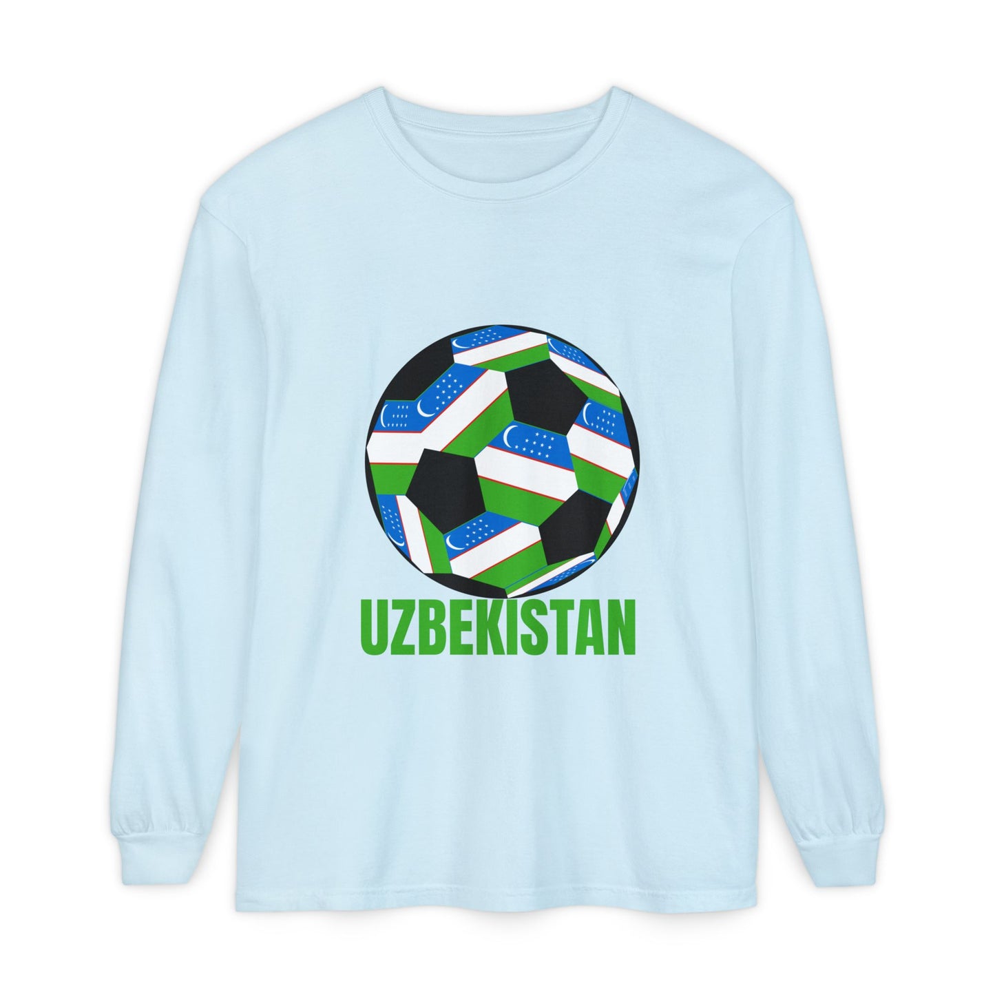 Uzbekistan Fan Specialty Soccer Ball Design Long Sleeve Tee