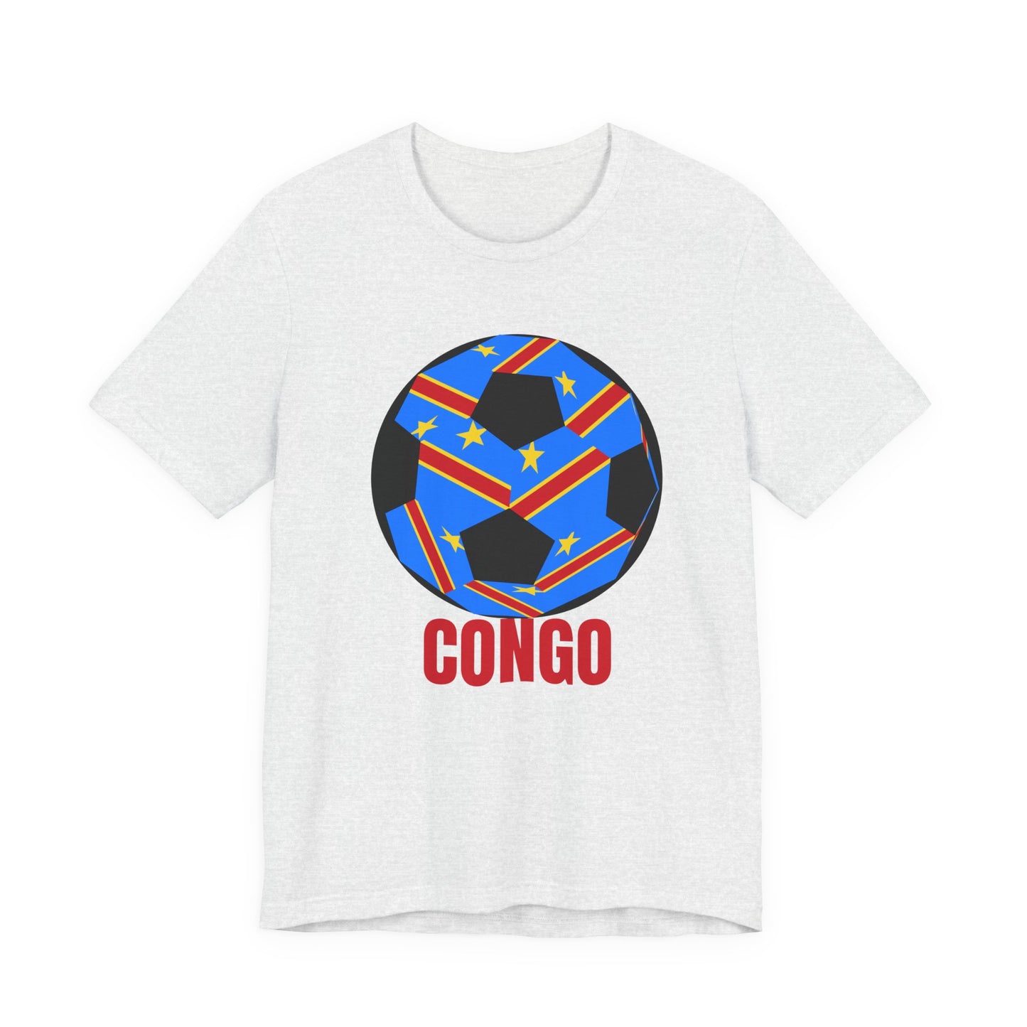 Congo Fan Specialty Soccer Ball Design T Shirt Red Text