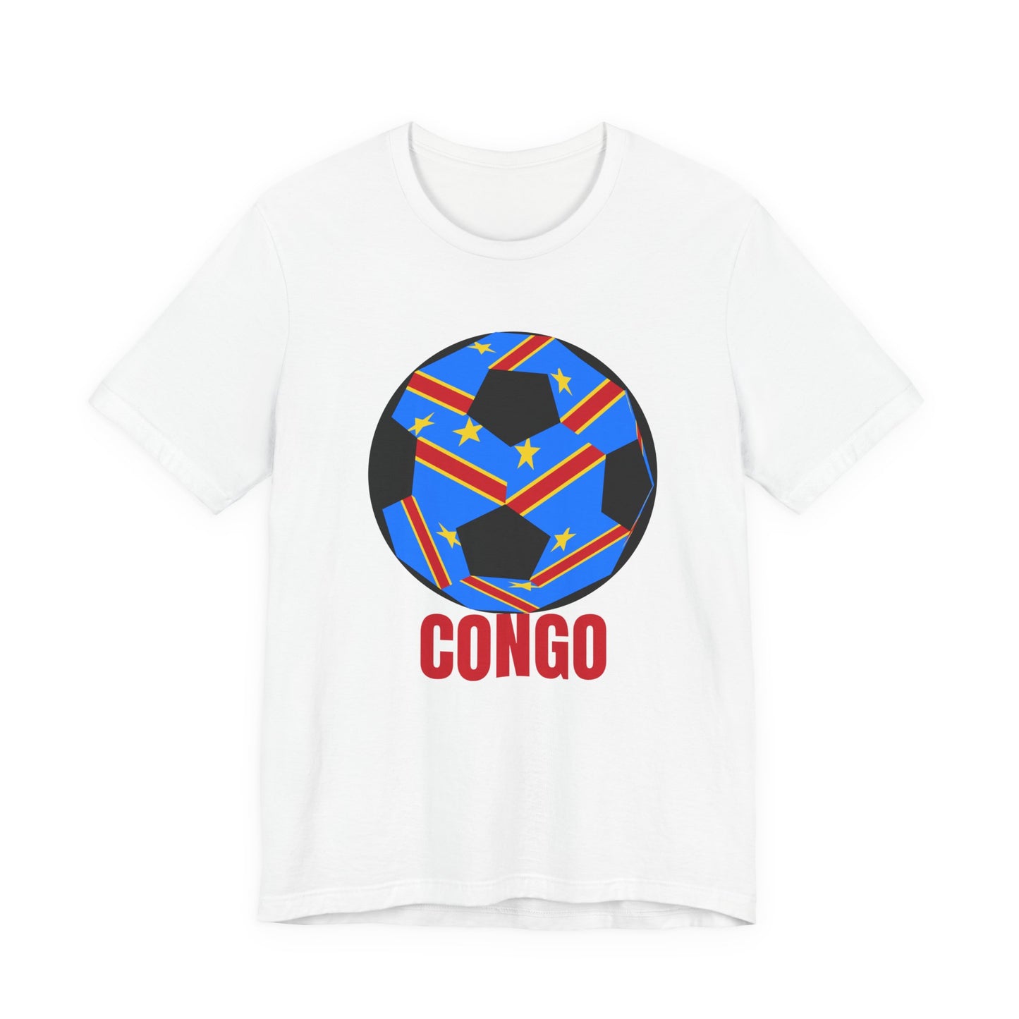 Congo Fan Specialty Soccer Ball Design T Shirt Red Text