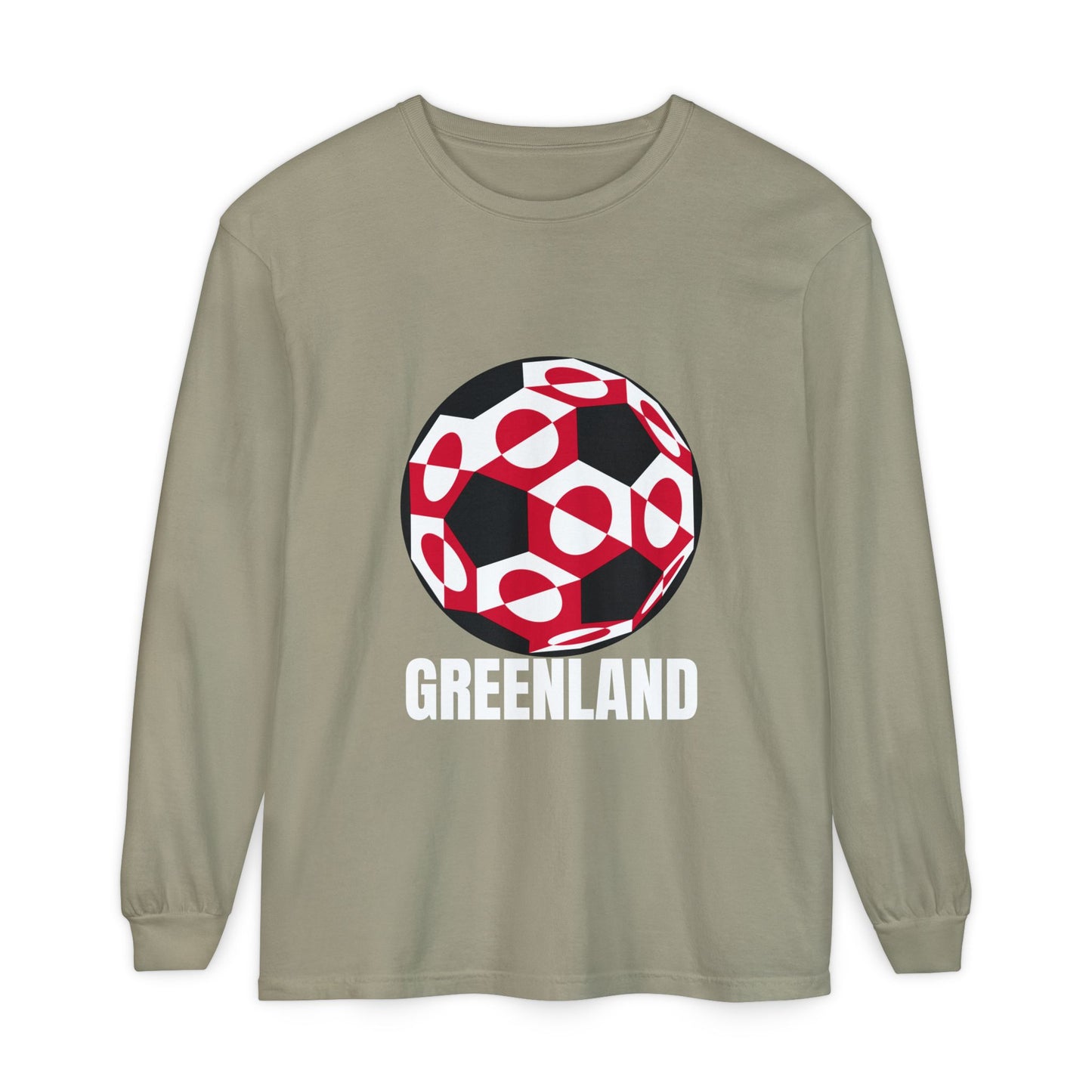 Greenland Fan Specialty Soccer Ball Design Long Sleeve Tee