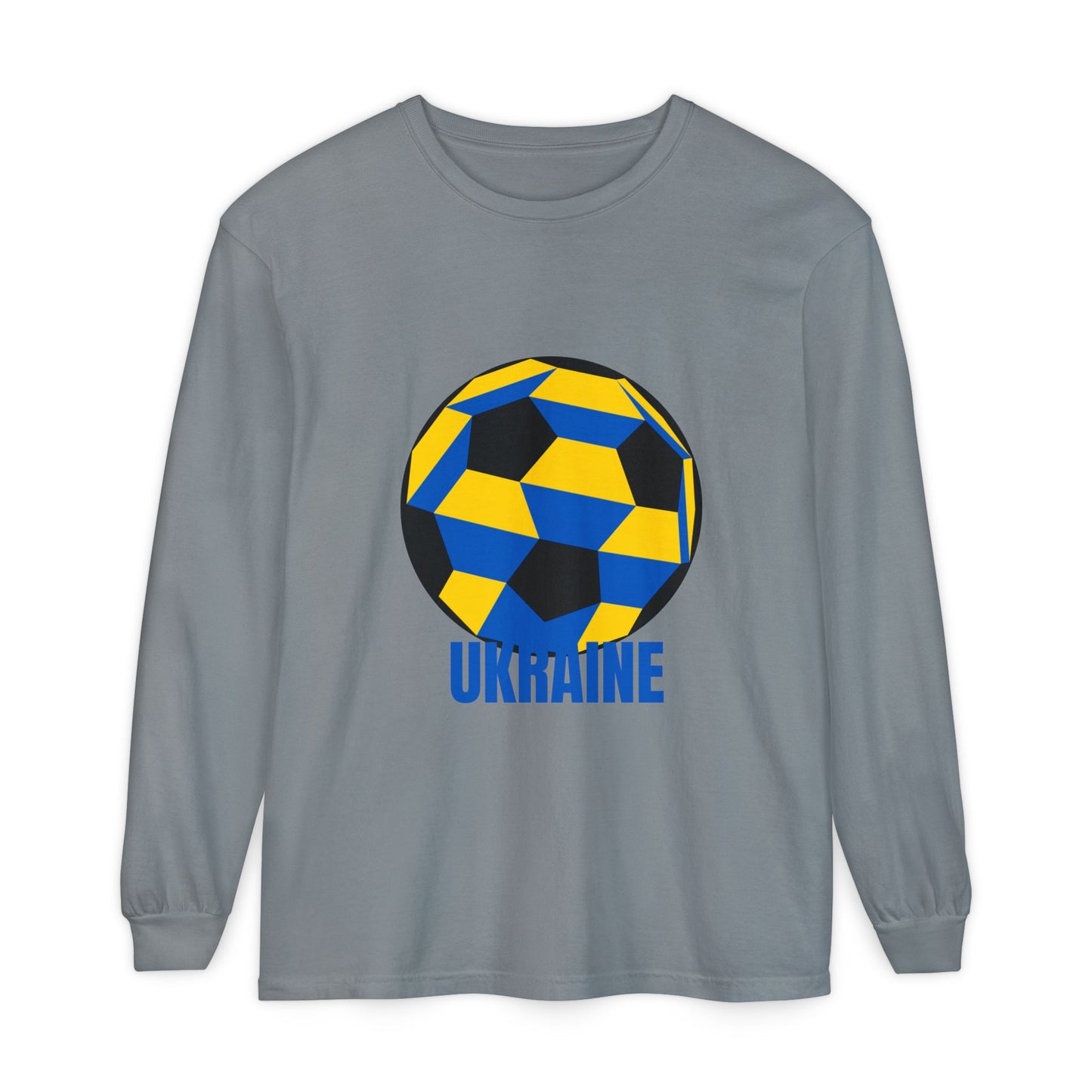 Ukraine Fan Specialty Soccer Ball Design  Long Sleeve Tee