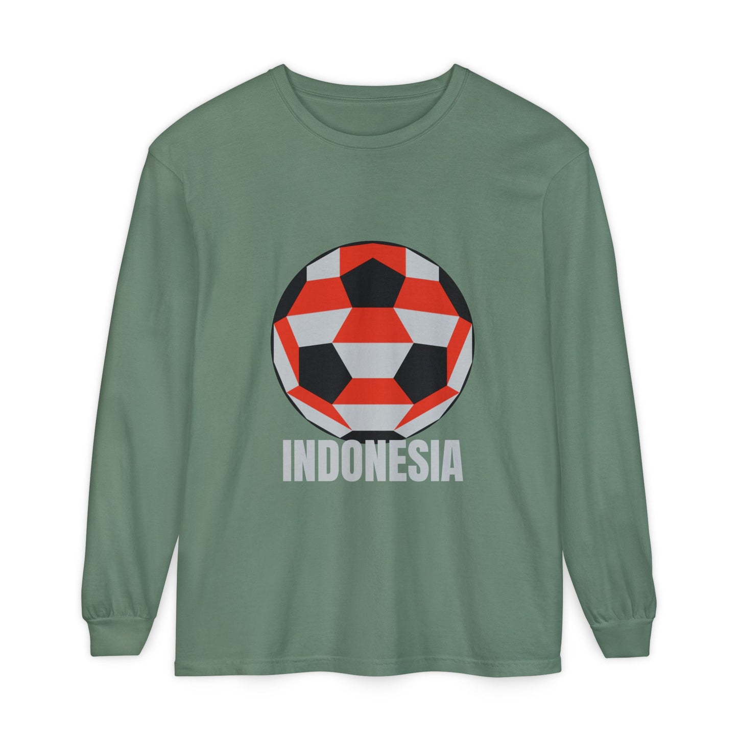 Indonesia Fan Specialty Soccer Ball Design Long Sleeve Tee