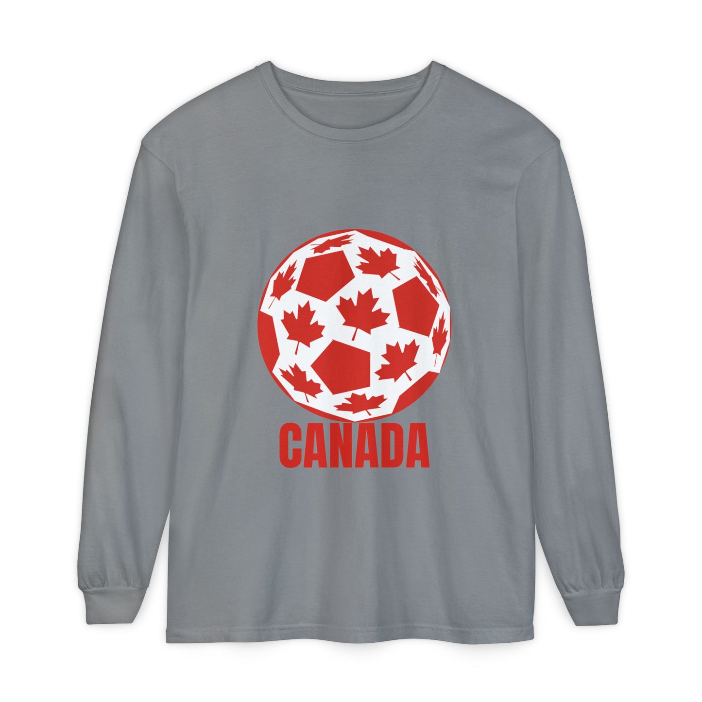 Canada Fan Specialty Soccer Ball Design Long Sleeve T Shirt