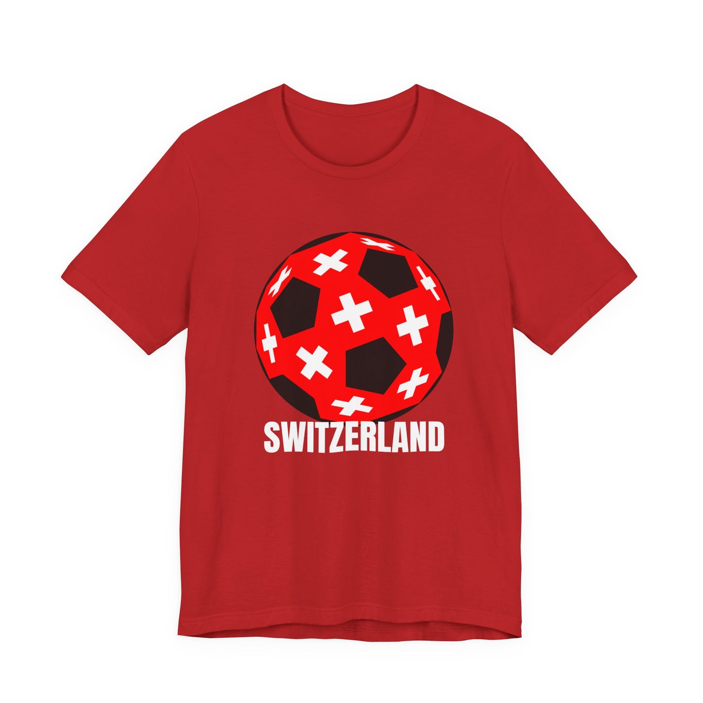 Switzerland Fan Specialty Soccer Ball Design T Shirt White Text