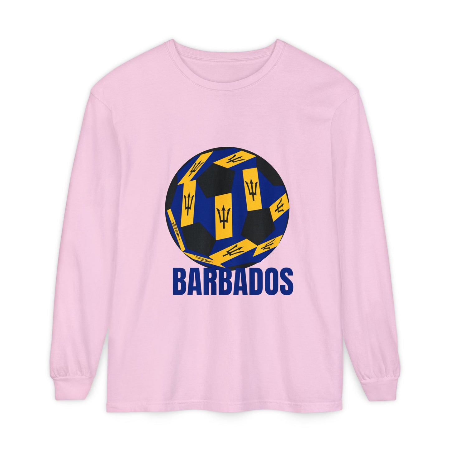Barbados Fan Specialty Soccer Ball Design Long Sleeve Tee