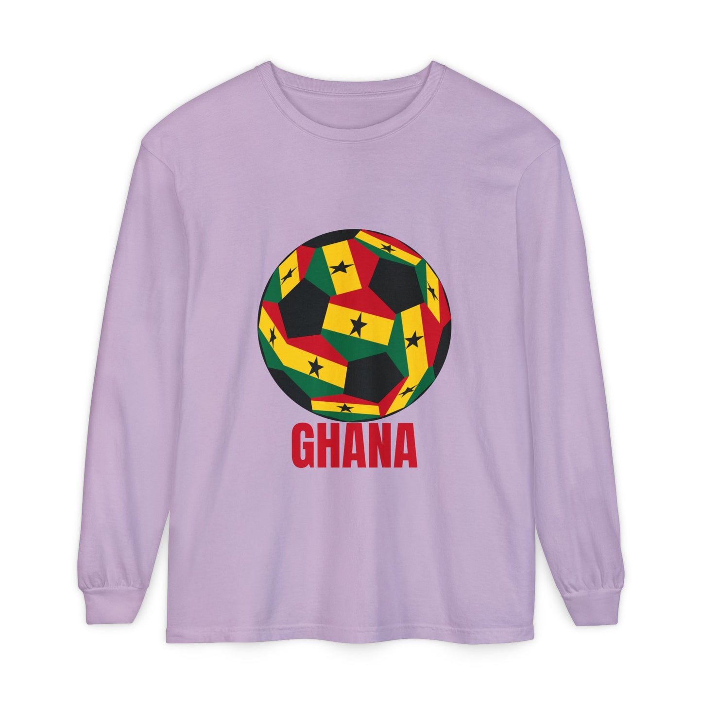 Ghana Fan Specialty Soccer Ball Design Long Sleeve Tee