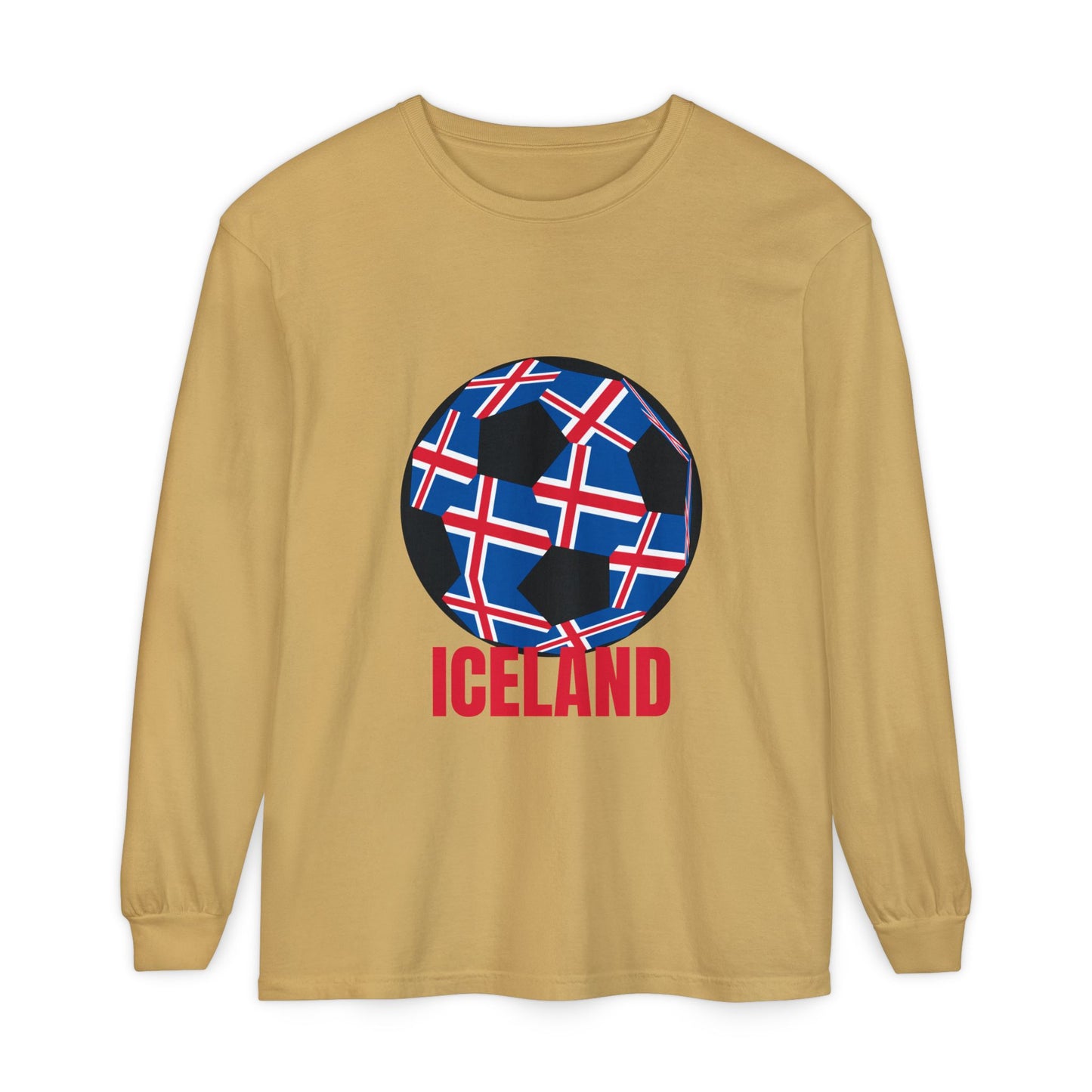 Iceland Fan Specialty Soccer Ball Design Long Sleeve Tee