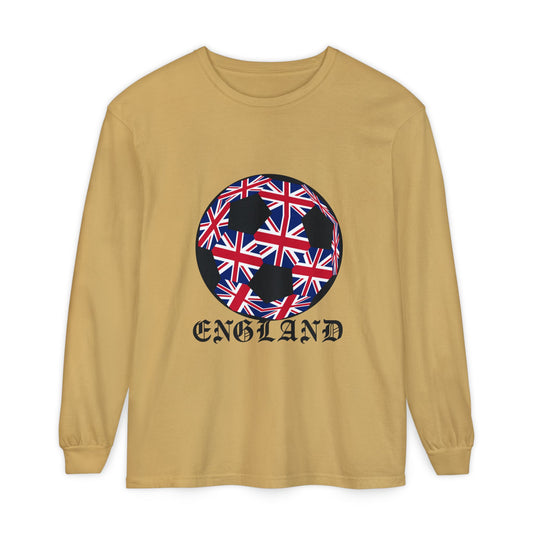 Old English Style Specialty Soccer Ball Design Long Sleeve Tee