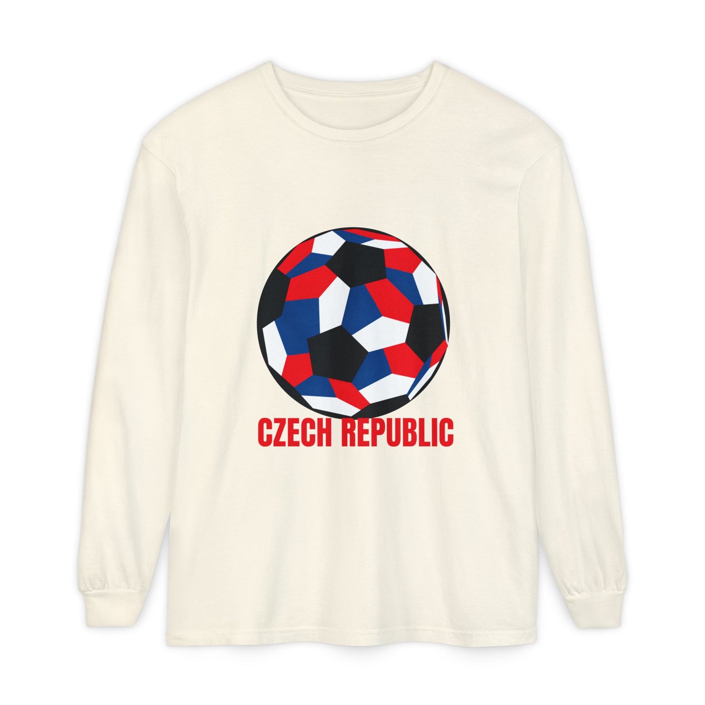 Czech Republic Fan Specialty Soccer Ball Design Long Sleeve Tee
