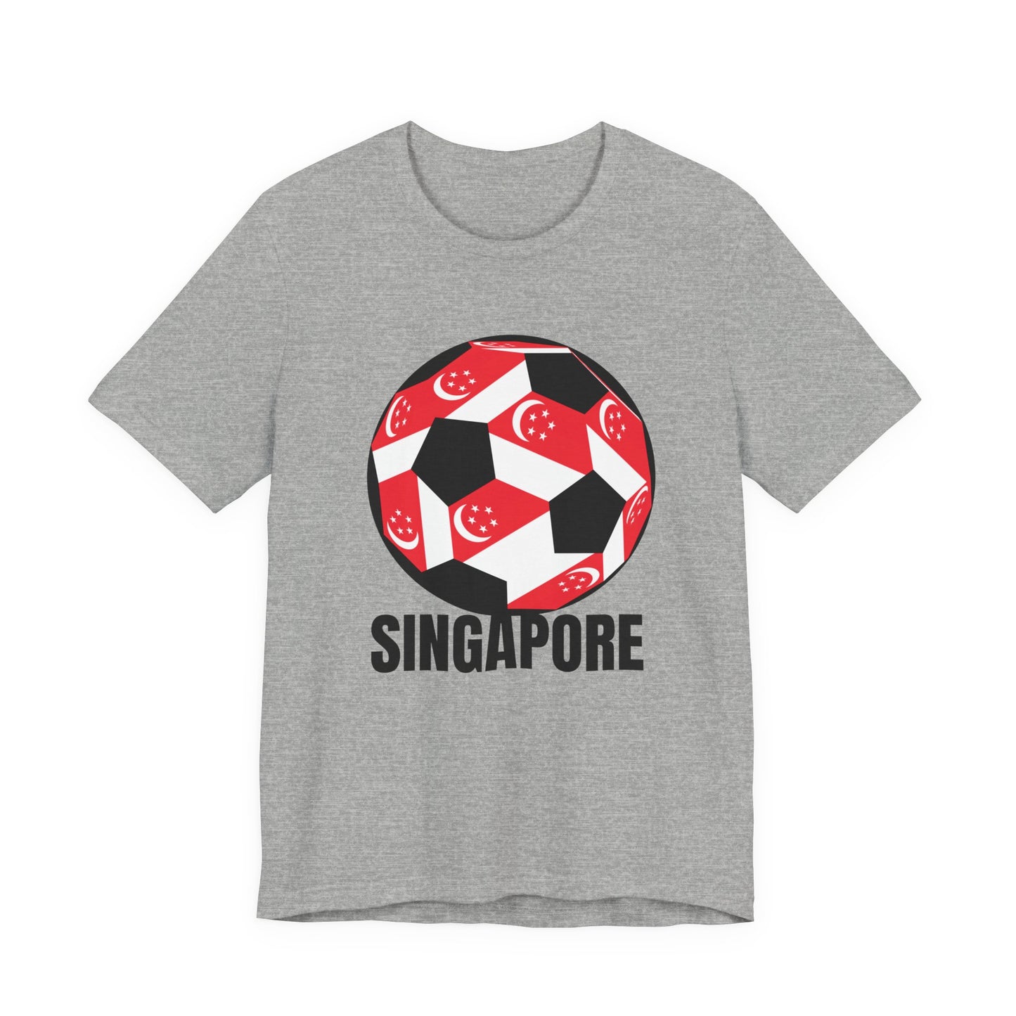 Singapore Fan Specialty Soccer Ball Design T Shirt Black Text