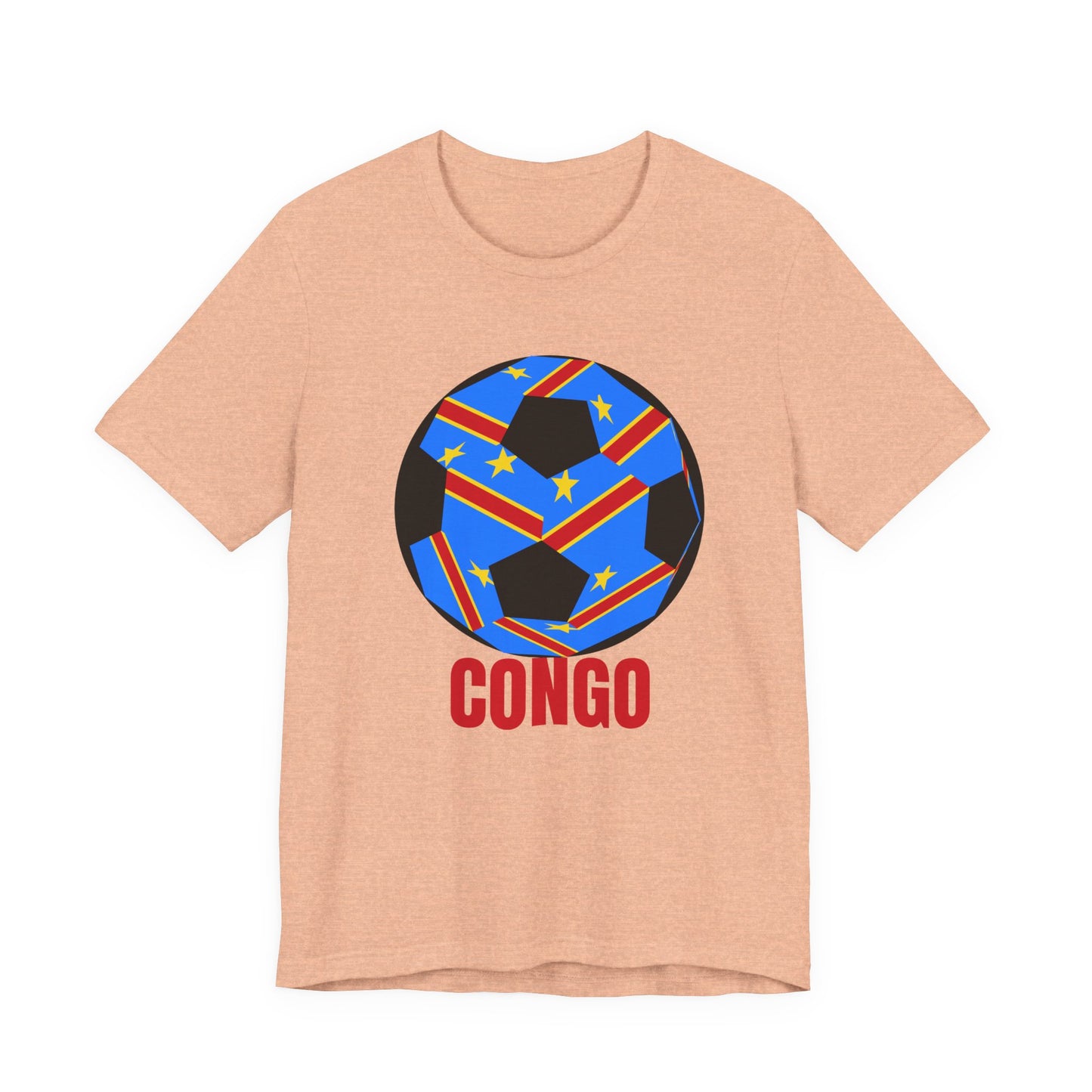 Congo Fan Specialty Soccer Ball Design T Shirt Red Text