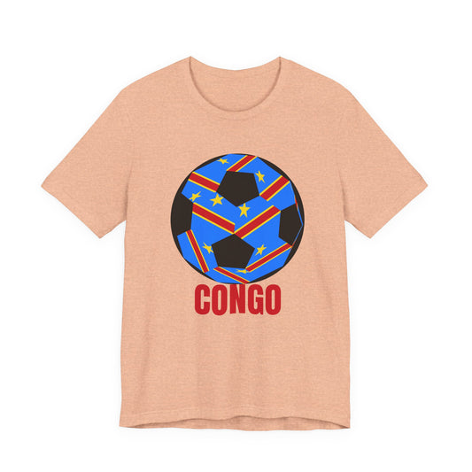 Congo Fan Specialty Soccer Ball Design T Shirt Red Text
