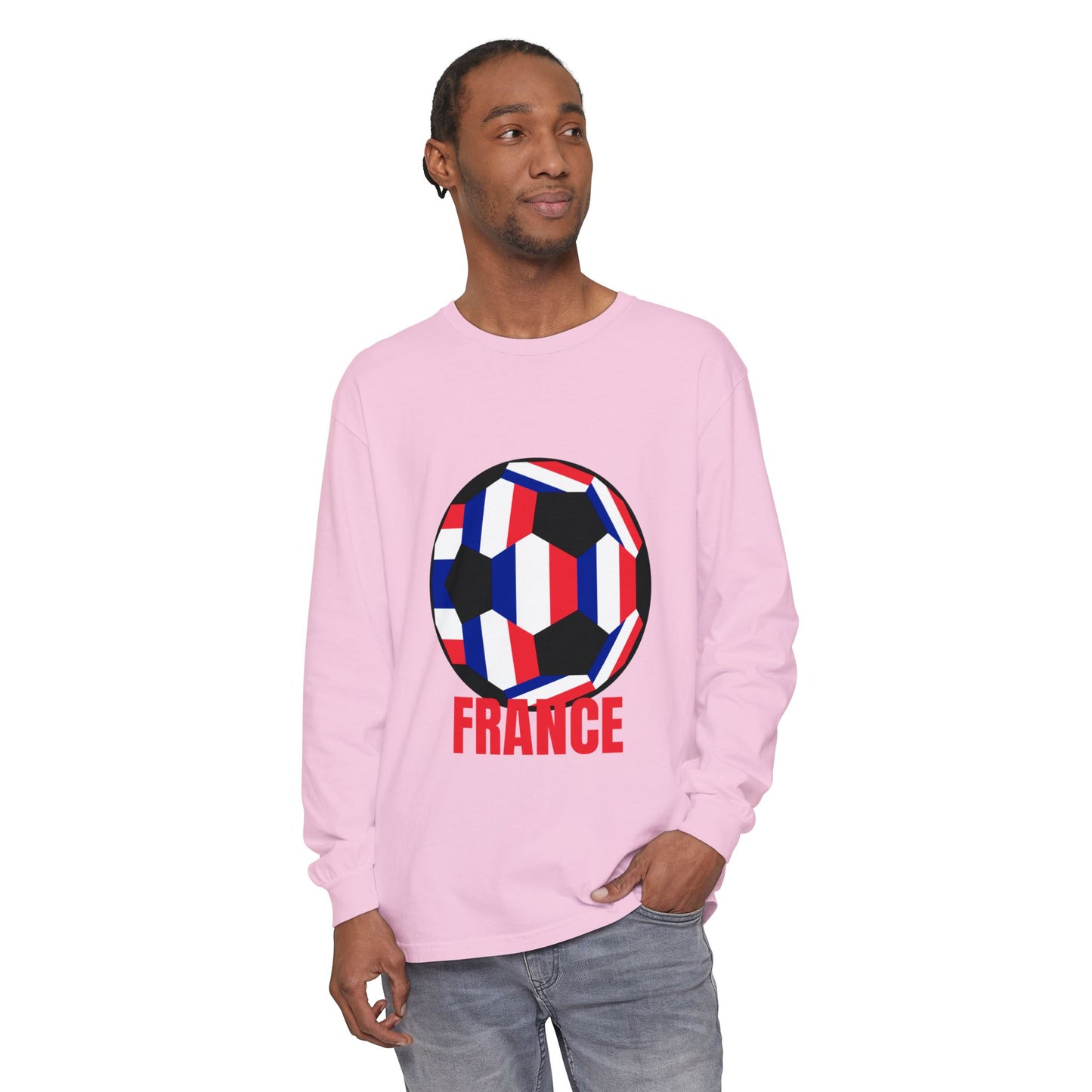 France Fan Specialty Soccer Ball Design Long Sleeve Tee