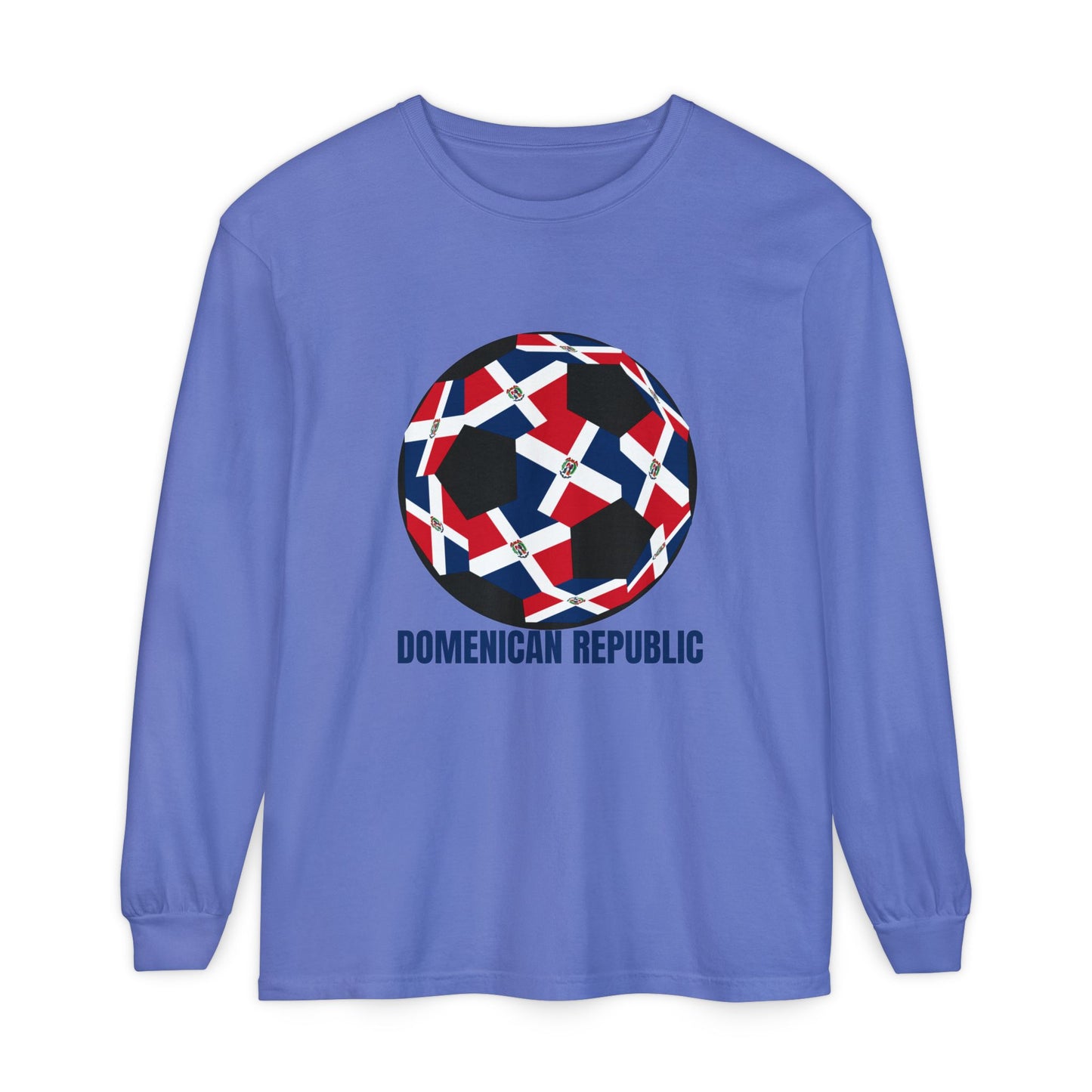 Domenican Republic Fan Specialty Soccer Ball Design Long Sleeve Tee