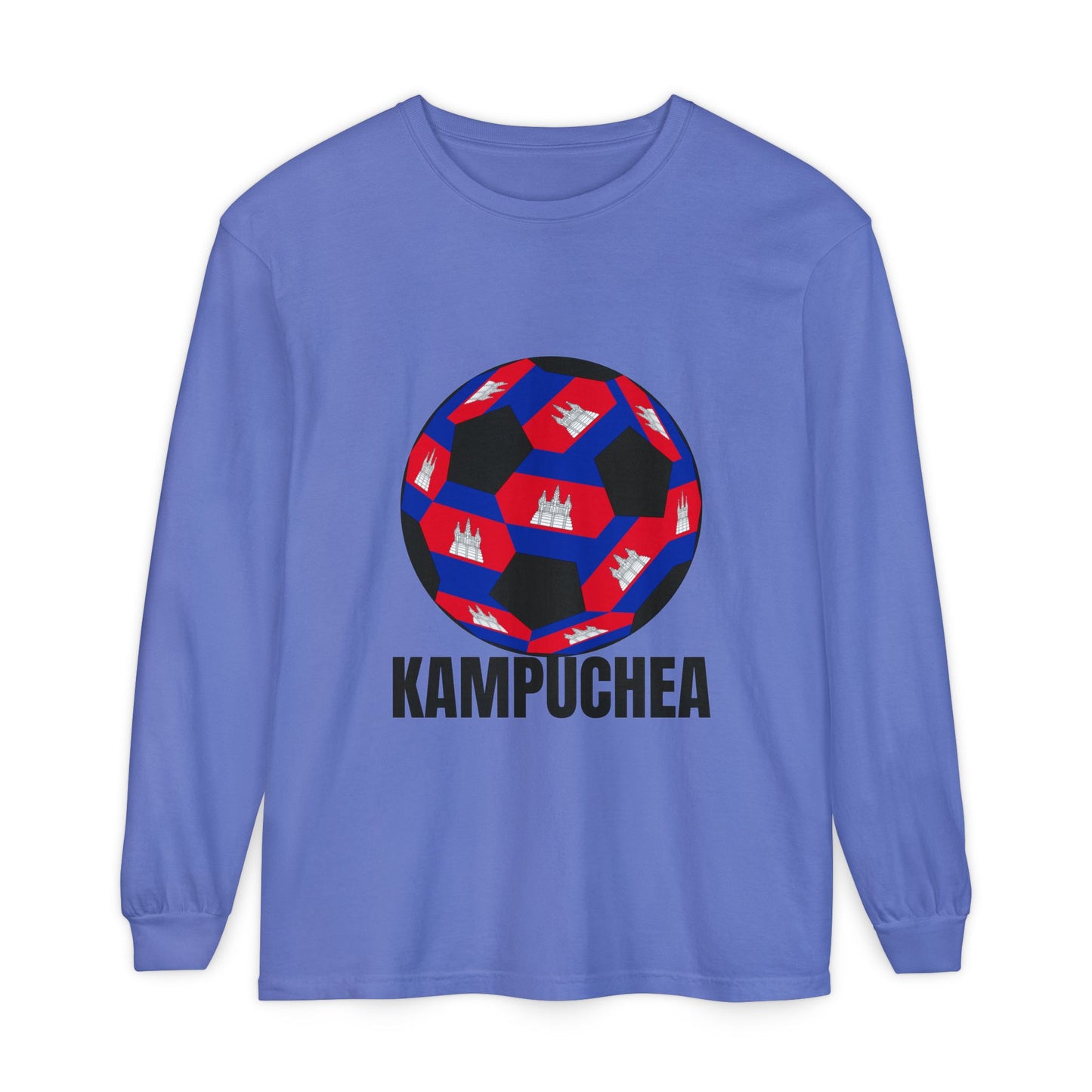 Kampuchea Fan Specialty Soccer Ball Design Long Sleeve Tee