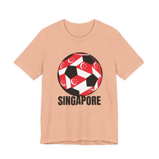 Singapore Fan Specialty Soccer Ball Design T Shirt Black Text