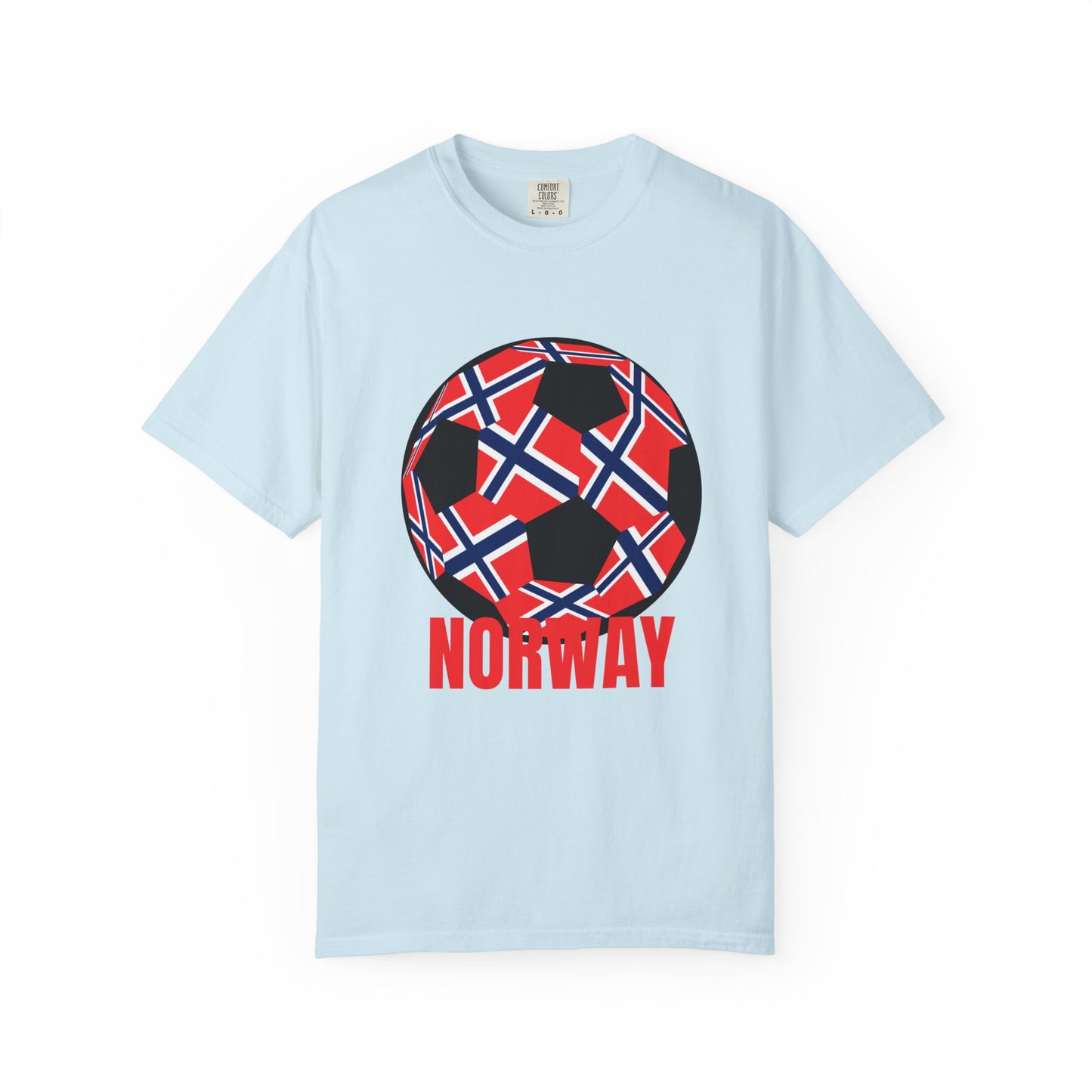 Norway Fan Specialty Soccer Ball Design T Shirt Red Print